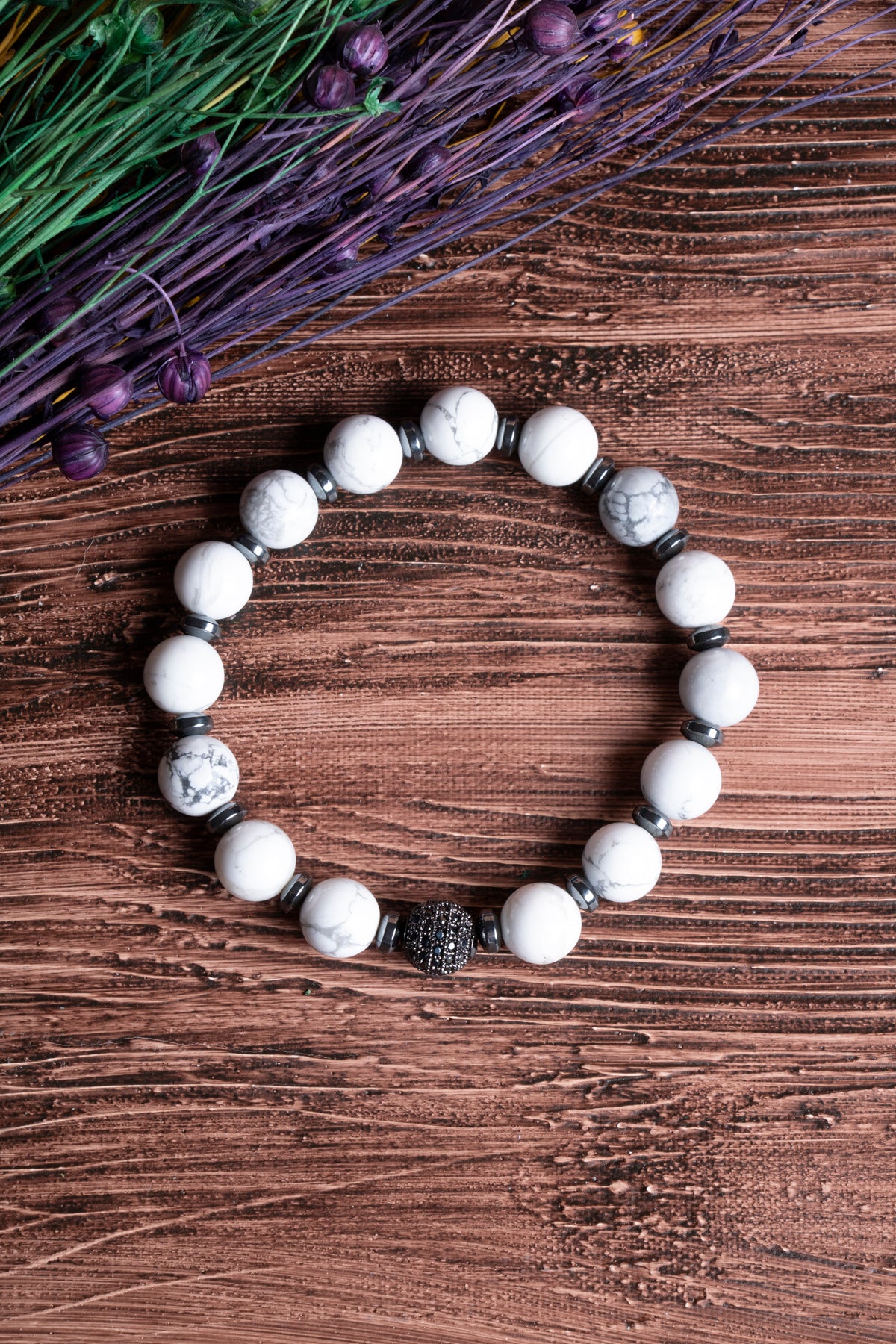 Image of Sertifikalı Havlit ve Hematit Doğal Taş Bileklik