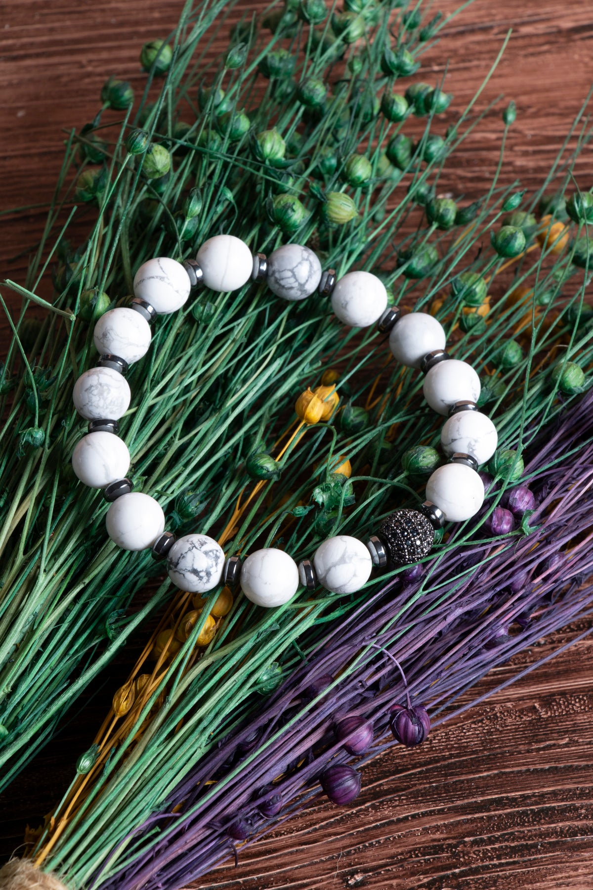 Image of Sertifikalı Havlit ve Hematit Doğal Taş Bileklik