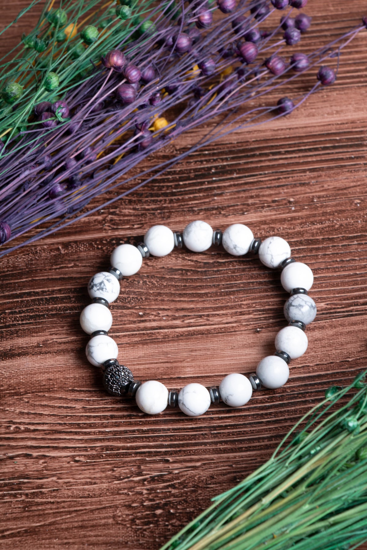 Image of Sertifikalı Havlit ve Hematit Doğal Taş Bileklik