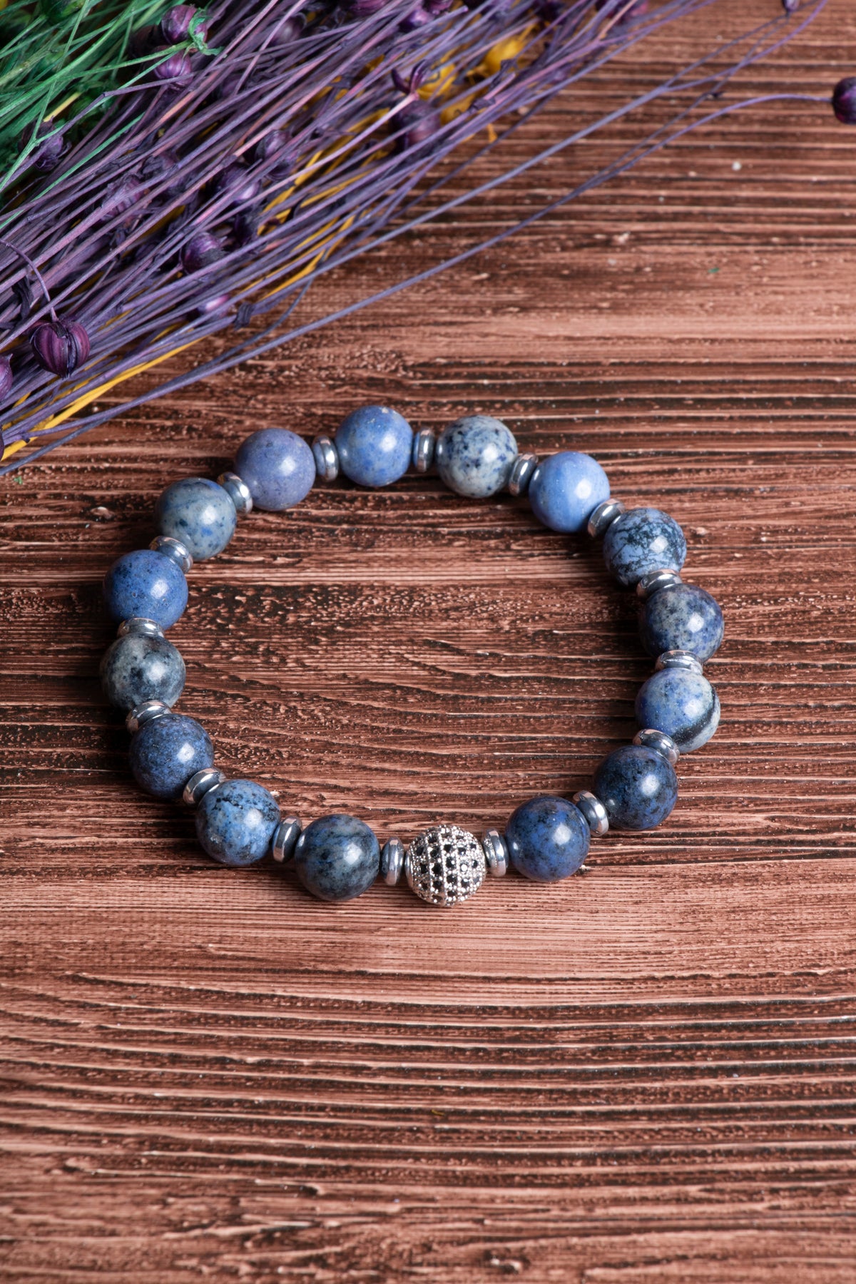 Image of Sertifikalı Sodalit Doğal Taş Zirkon Aparatlı Bileklik