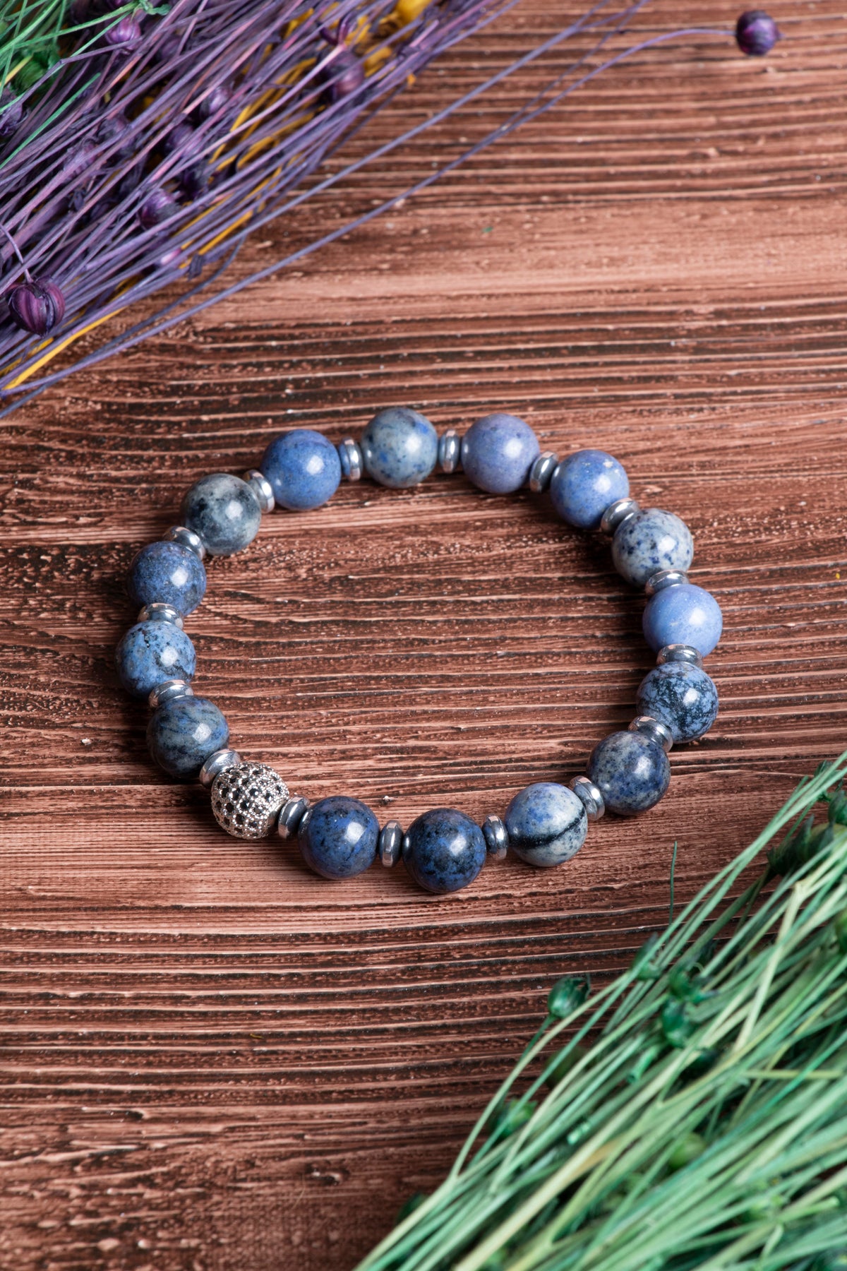 Image of Sertifikalı Sodalit Doğal Taş Zirkon Aparatlı Bileklik