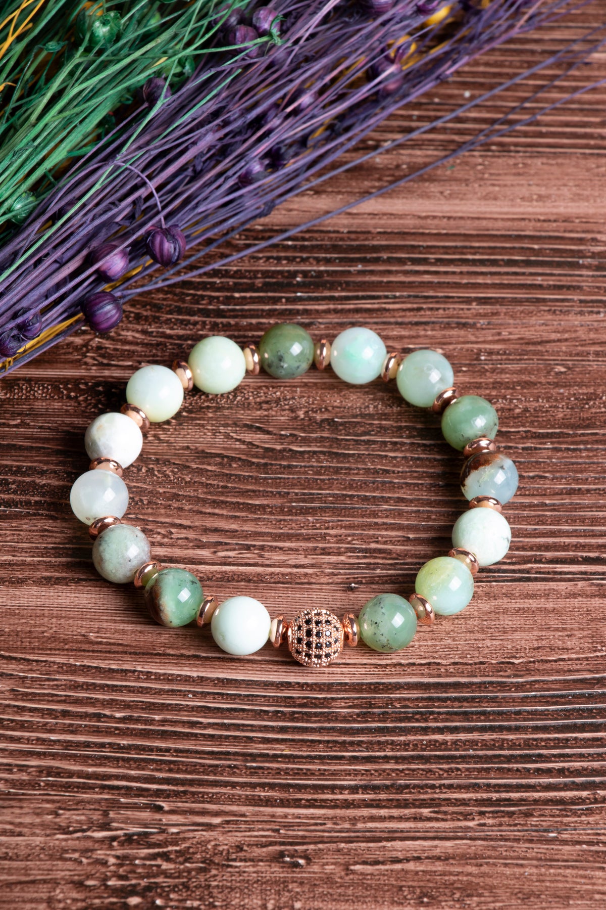 Image of Sertifikalı Krizopras Doğal Taş Zirkon Aparatlı Bileklik