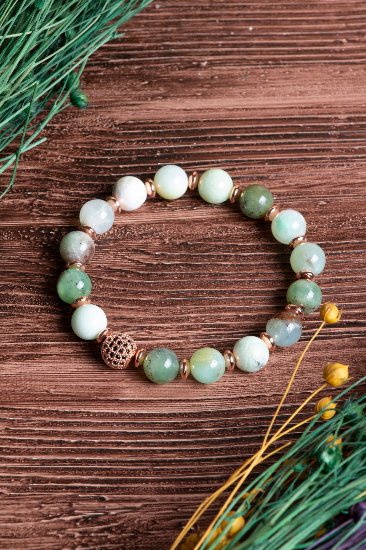 Image of Sertifikalı Krizopras Doğal Taş Zirkon Aparatlı Bileklik