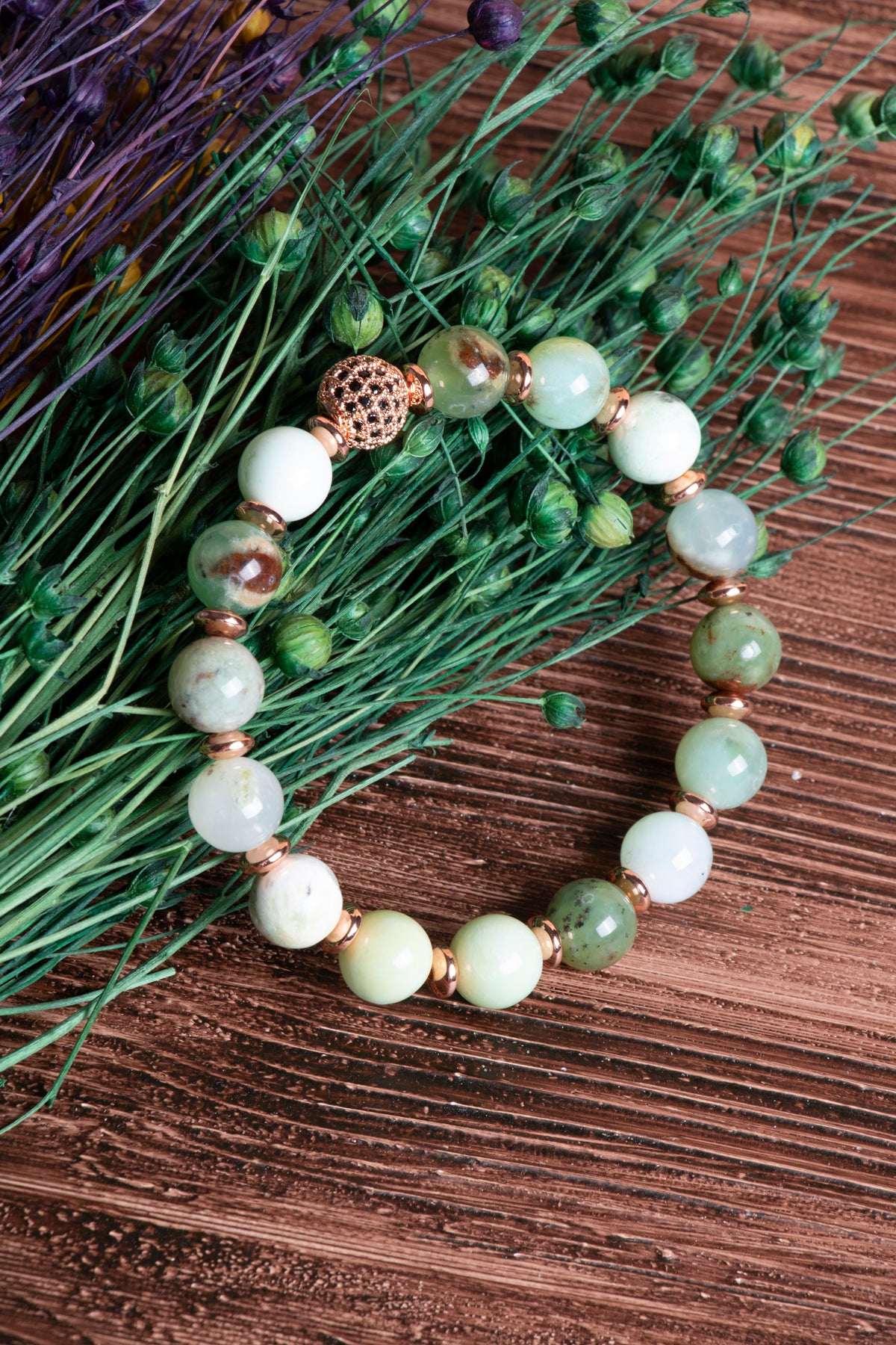 Image of Sertifikalı Krizopras Doğal Taş Zirkon Aparatlı Bileklik