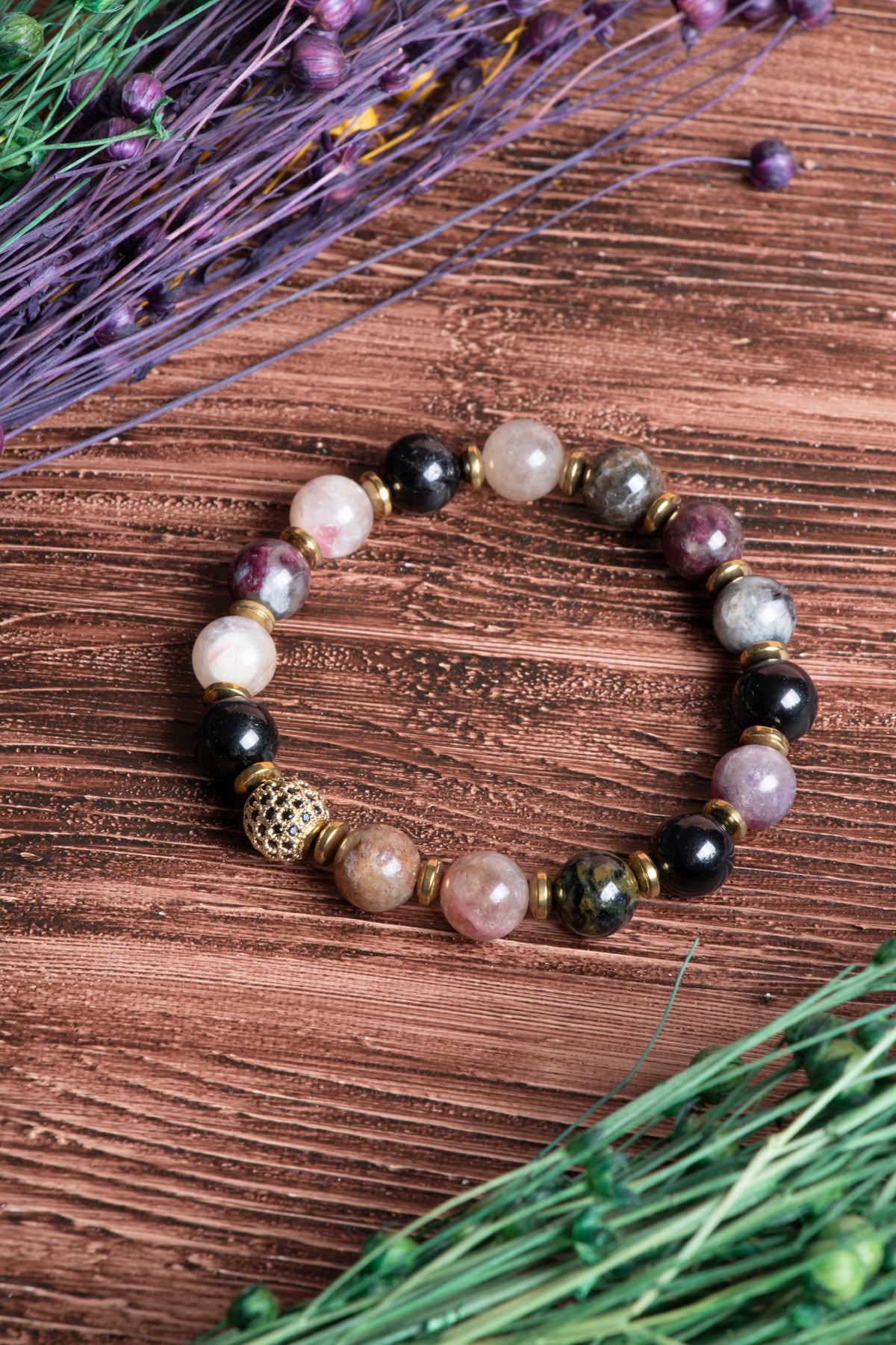 Image of Sertifikalı Turmalin Doğal Taş Zirkon Aparatlı Bileklik