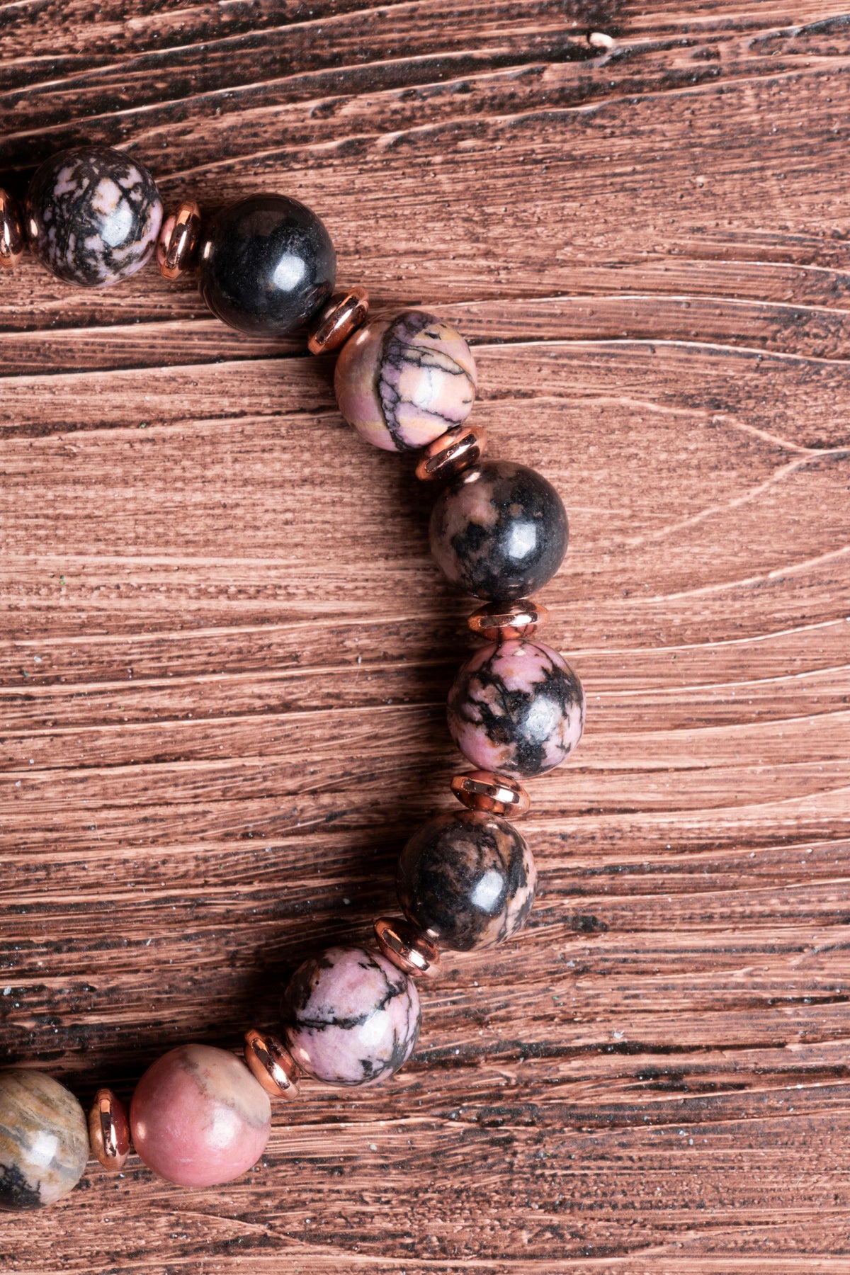 Image of Sertifikalı Rodonit Doğal Taş Zirkon Aparatlı Bileklik