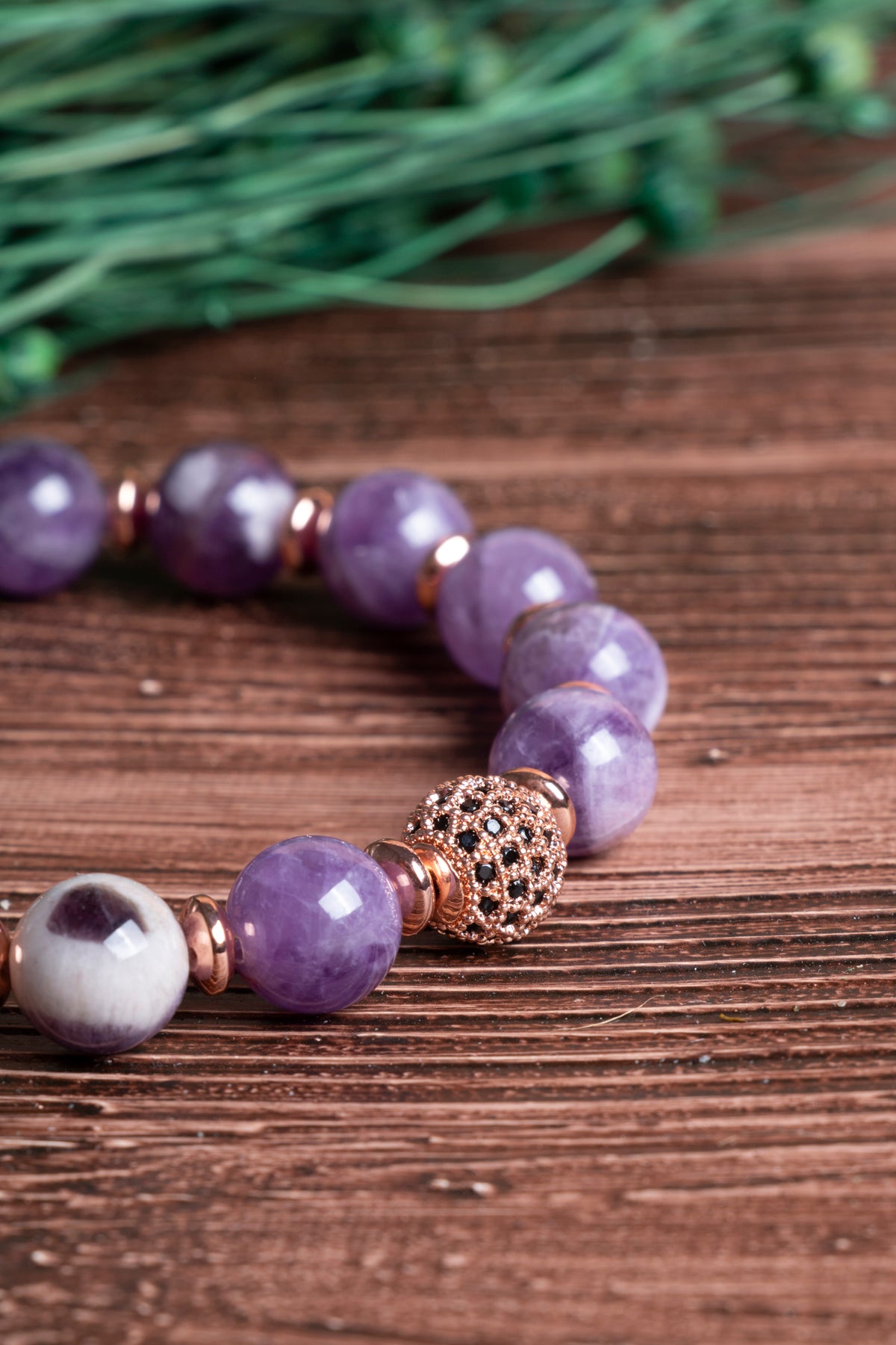 Image of Sertifikalı Ametist Doğal Taş Zirkon Aparatlı Bileklik