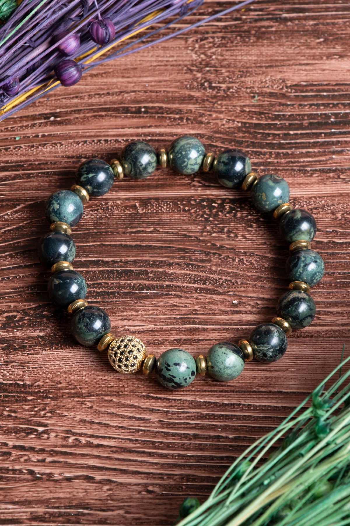 Image of Sertifikalı Jasper Doğal Taş Zirkon Aparatlı Bileklik