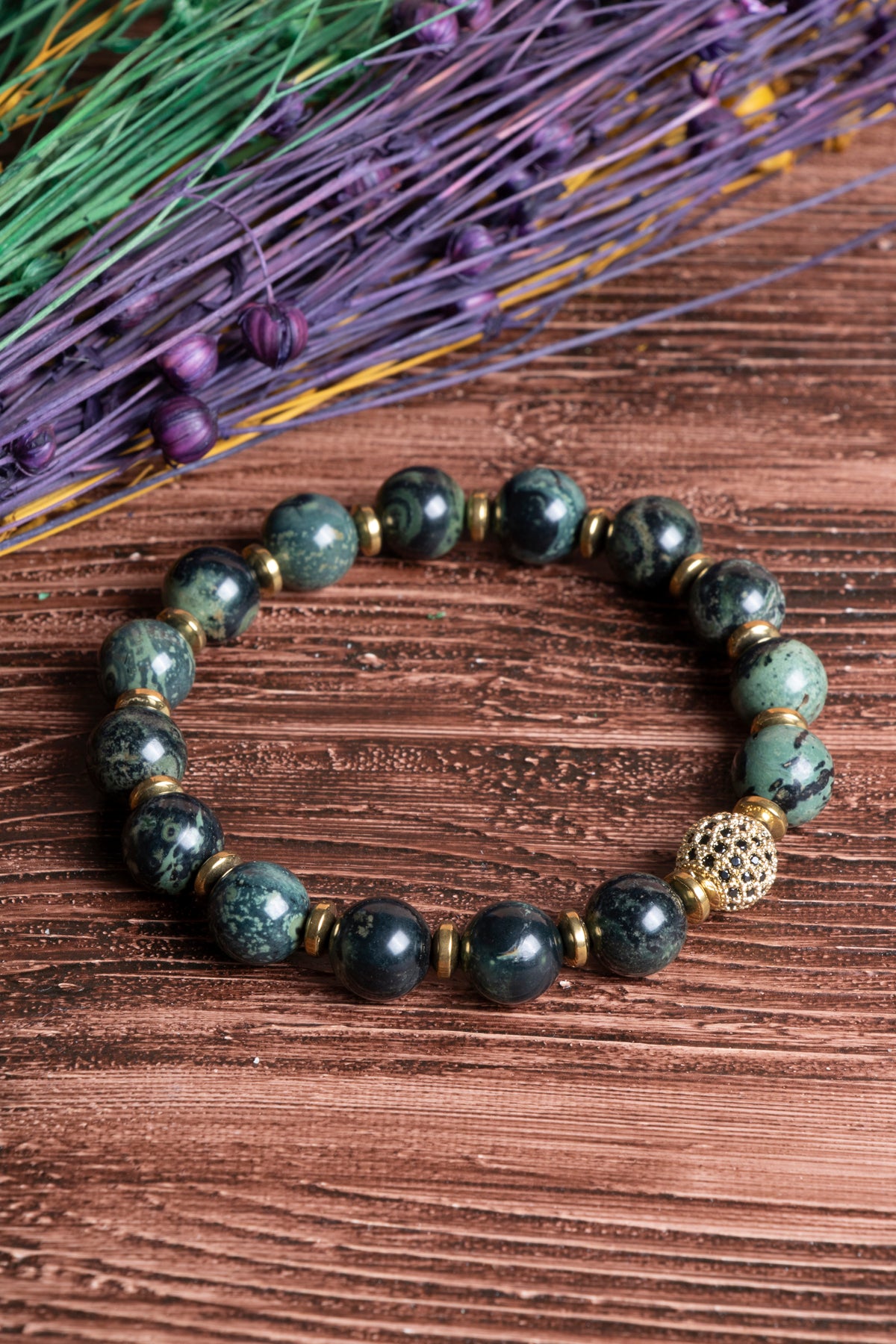 Image of Sertifikalı Jasper Doğal Taş Zirkon Aparatlı Bileklik