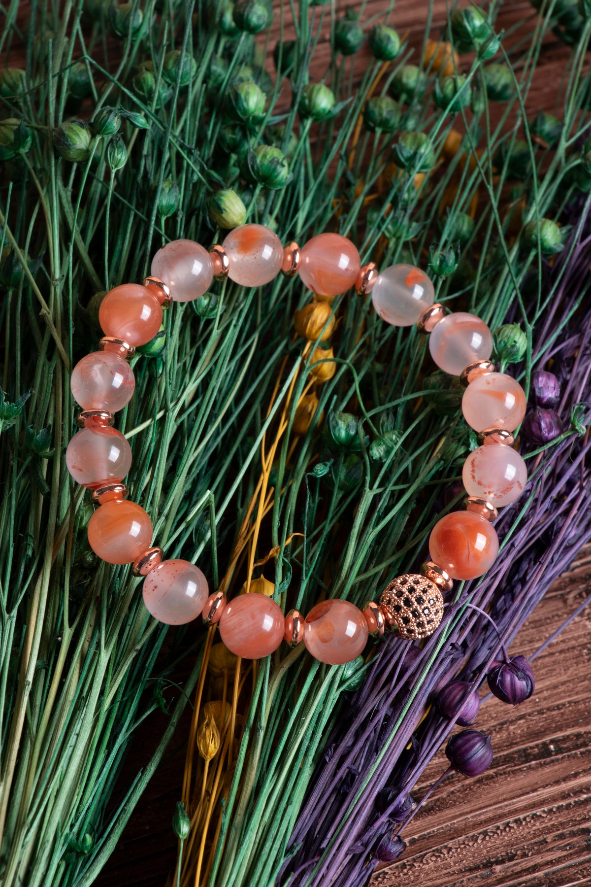 Image of Sertifikalı Yemen Akik Doğal Taş Zirkon Aparatlı Bileklik