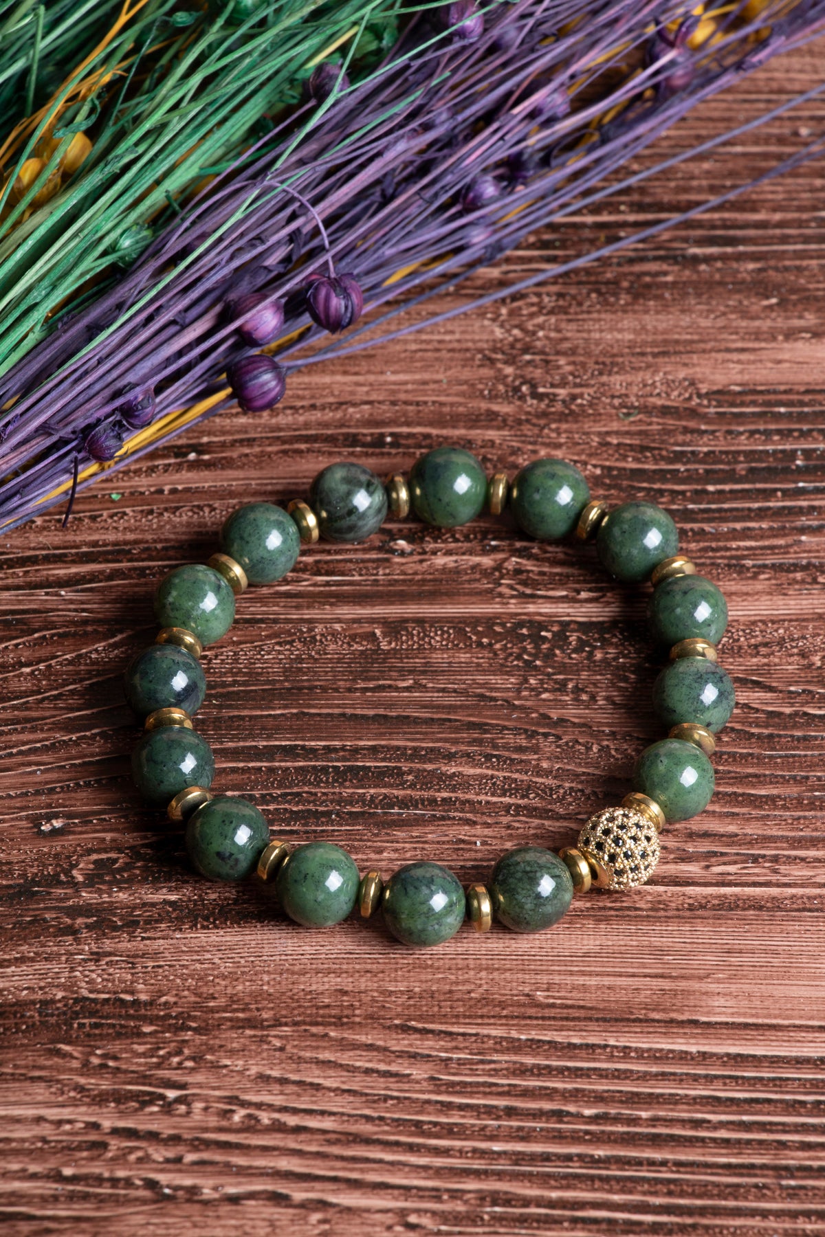 Image of Sertifikalı Yeşim Doğal Taş Zirkon Aparatlı Bileklik