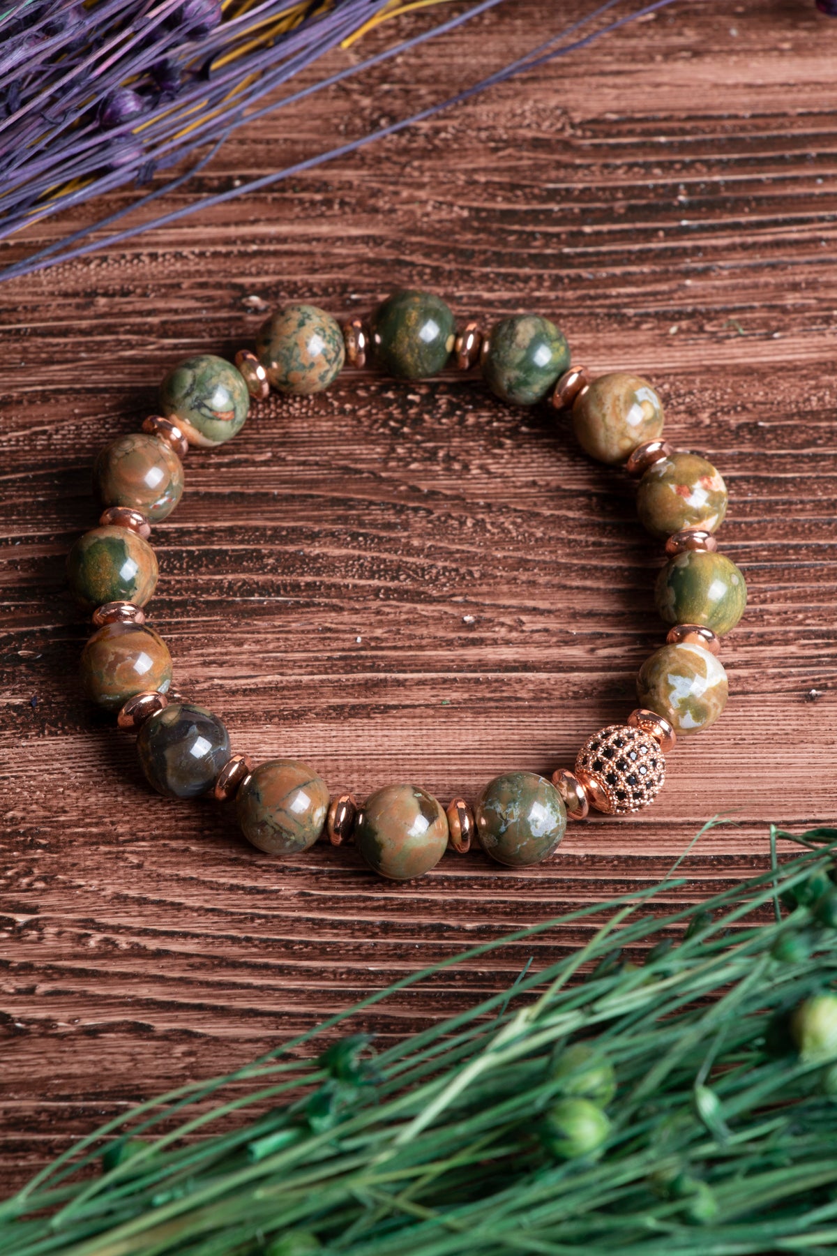 Image of Sertifikalı Jasper Doğal Taş Zirkon Aparatlı Bileklik