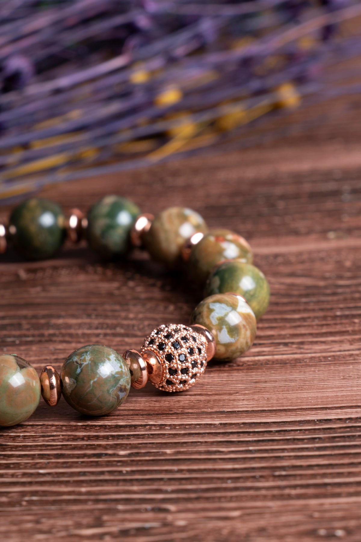 Image of Sertifikalı Jasper Doğal Taş Zirkon Aparatlı Bileklik