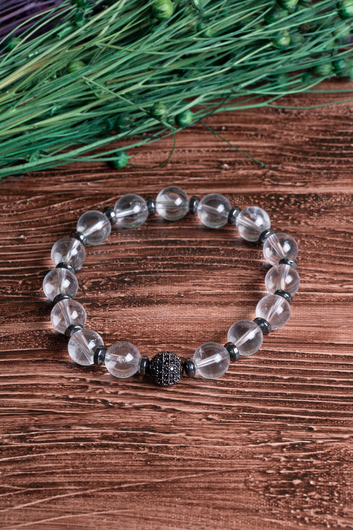 Image of Sertifikalı Kristal Kuvars Doğal Taş Zirkon Aparatlı Bileklik