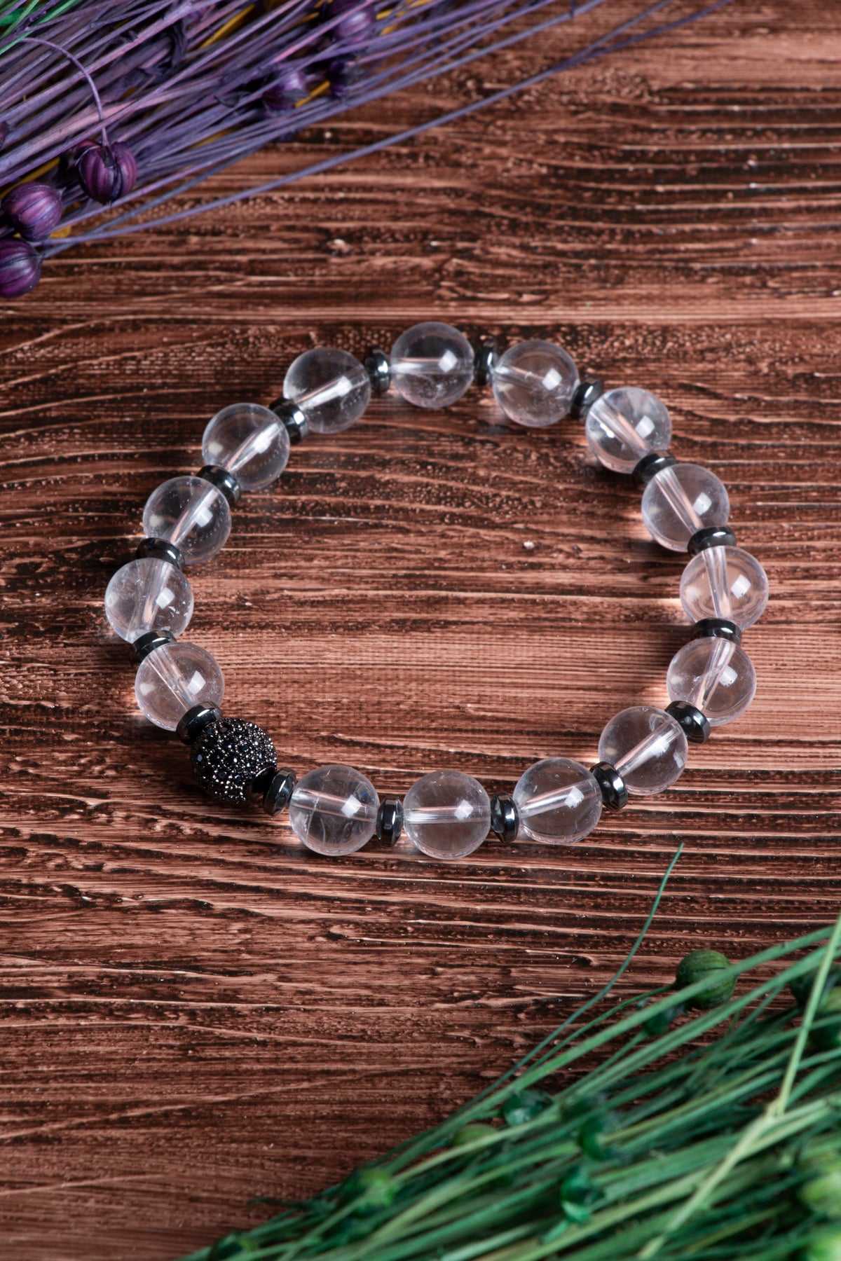 Image of Sertifikalı Kristal Kuvars Doğal Taş Zirkon Aparatlı Bileklik