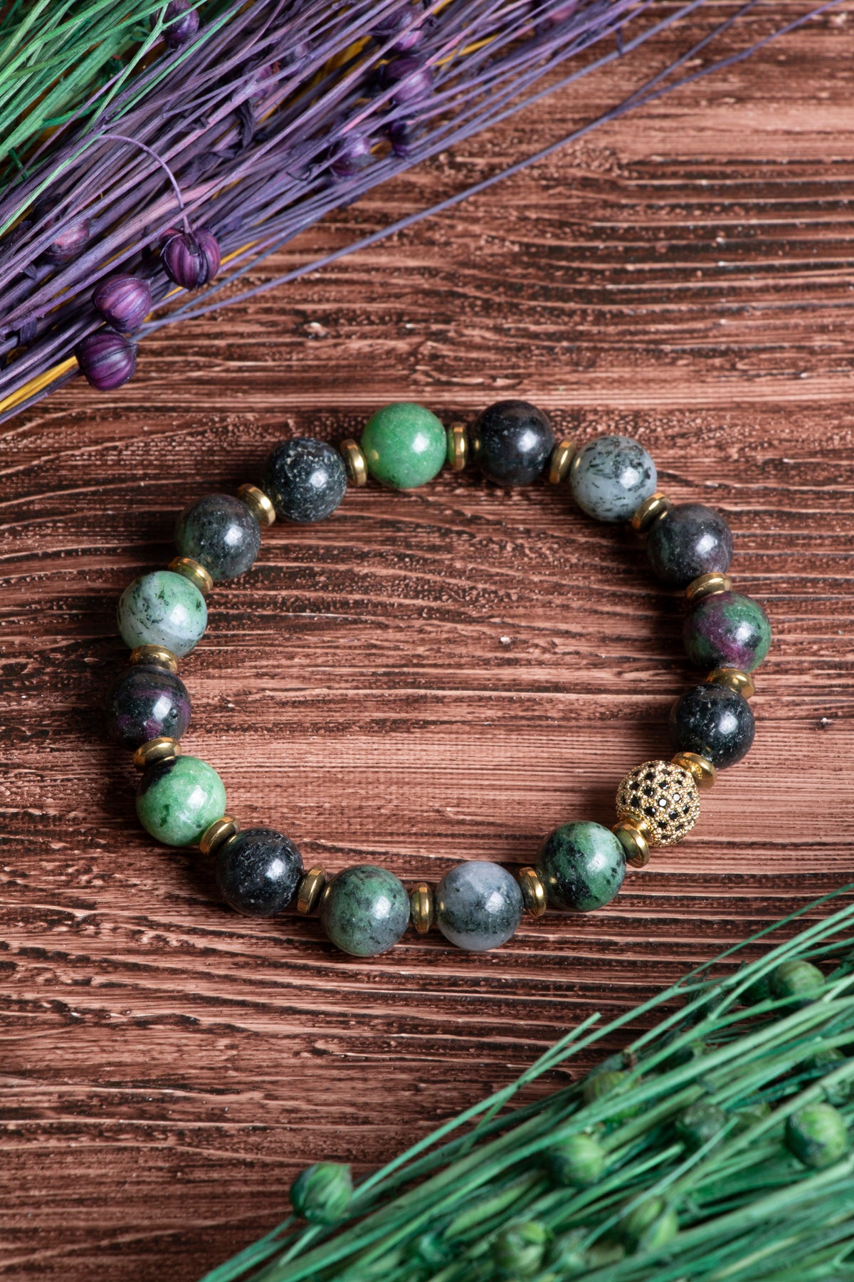 Image of Sertifikalı Anyolit Doğal Taş Zirkon Aparatlı Bileklik