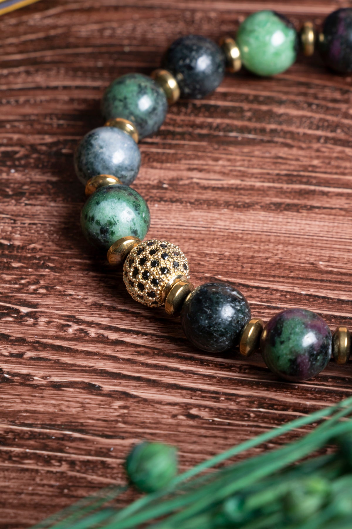 Image of Sertifikalı Anyolit Doğal Taş Zirkon Aparatlı Bileklik