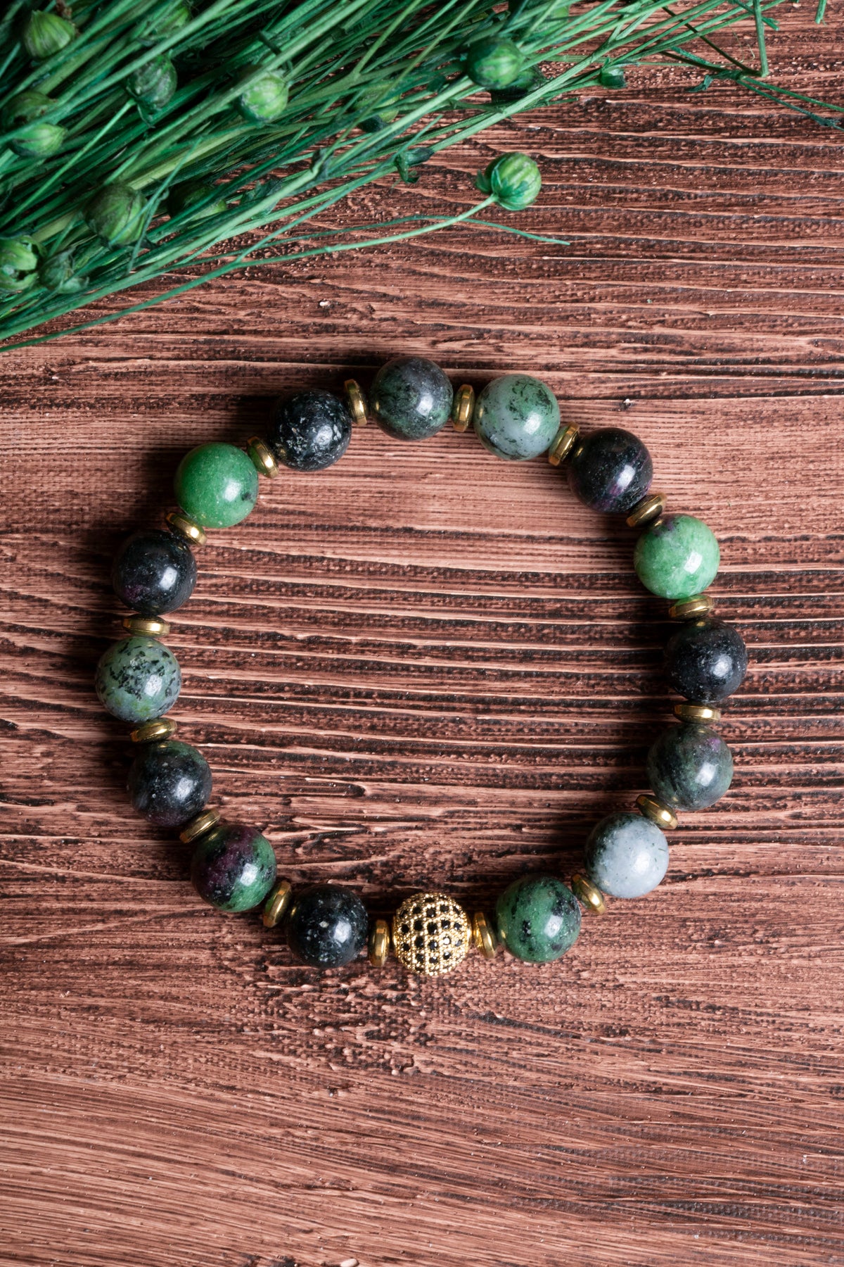 Image of Sertifikalı Anyolit Doğal Taş Zirkon Aparatlı Bileklik