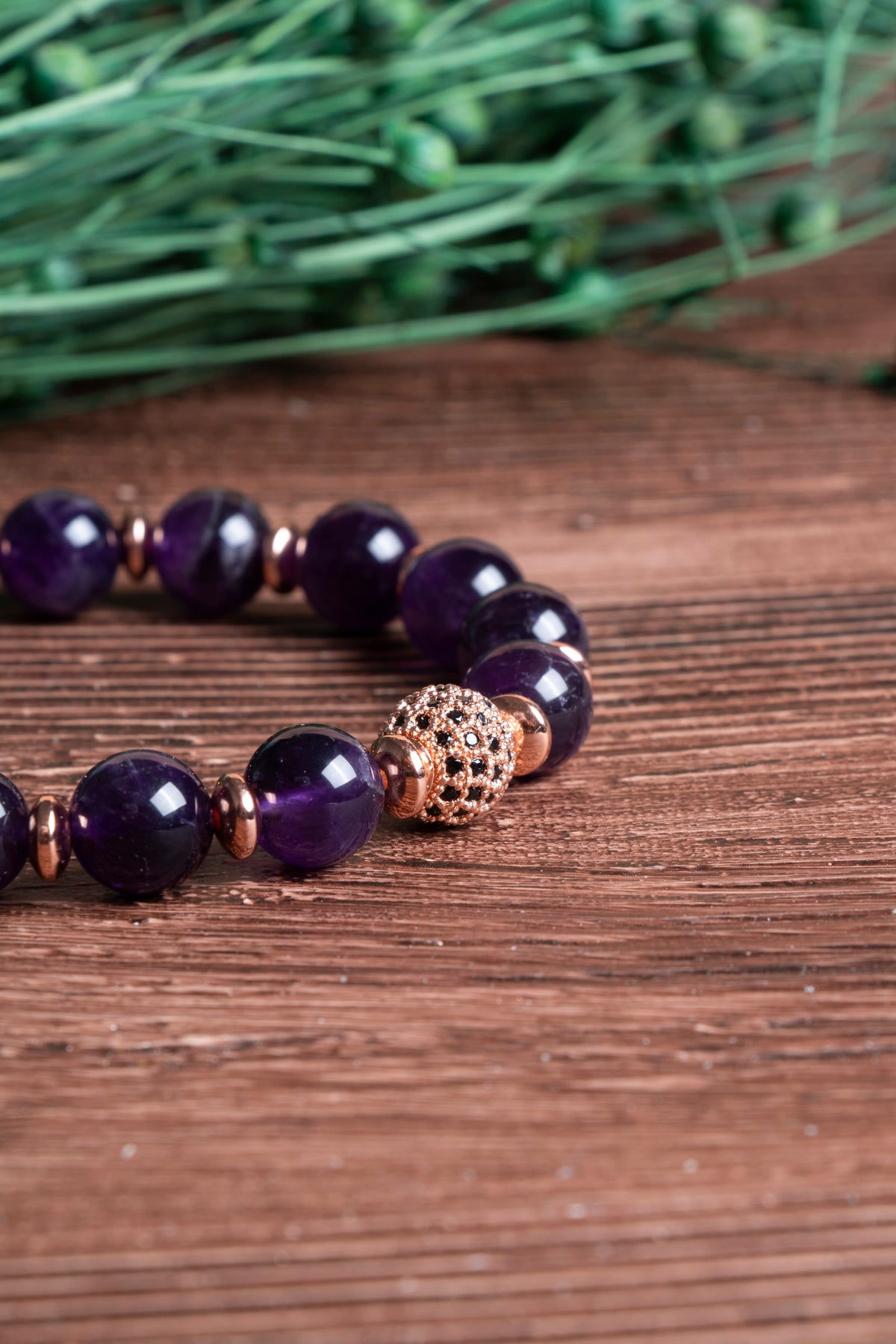 Image of Sertifikalı Ametist Doğal Taş Zirkon Aparatlı Bileklik