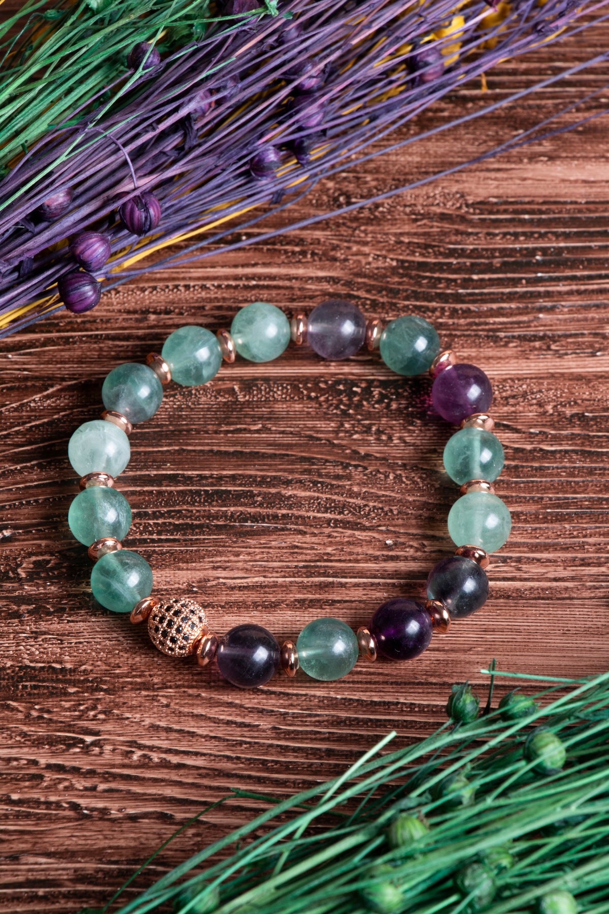 Image of Sertifikalı Florit Doğal Taş Zirkon Aparatlı Bileklik