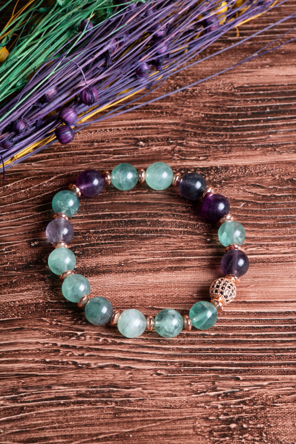 Image of Sertifikalı Florit Doğal Taş Zirkon Aparatlı Bileklik