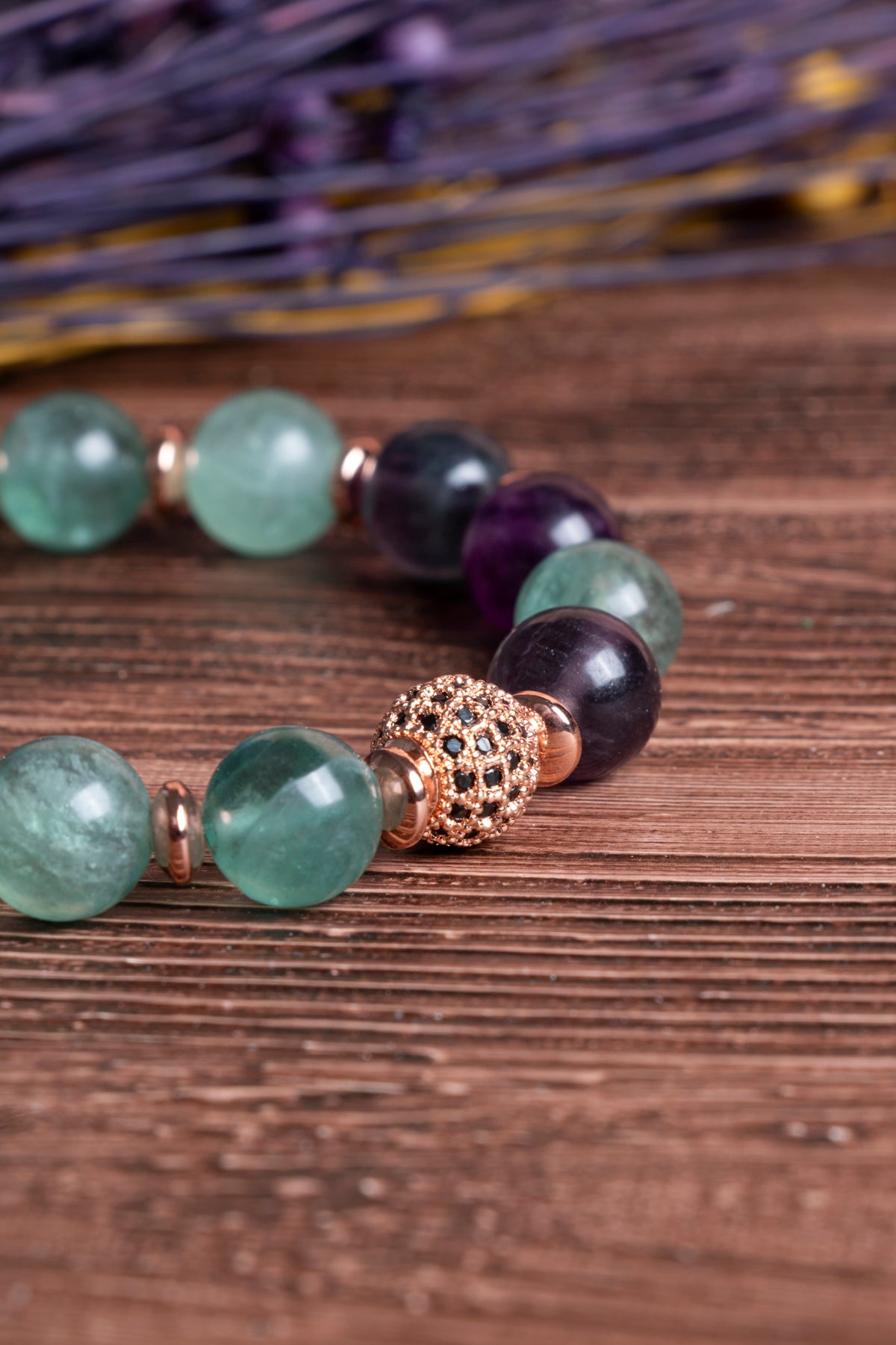 Image of Sertifikalı Florit Doğal Taş Zirkon Aparatlı Bileklik