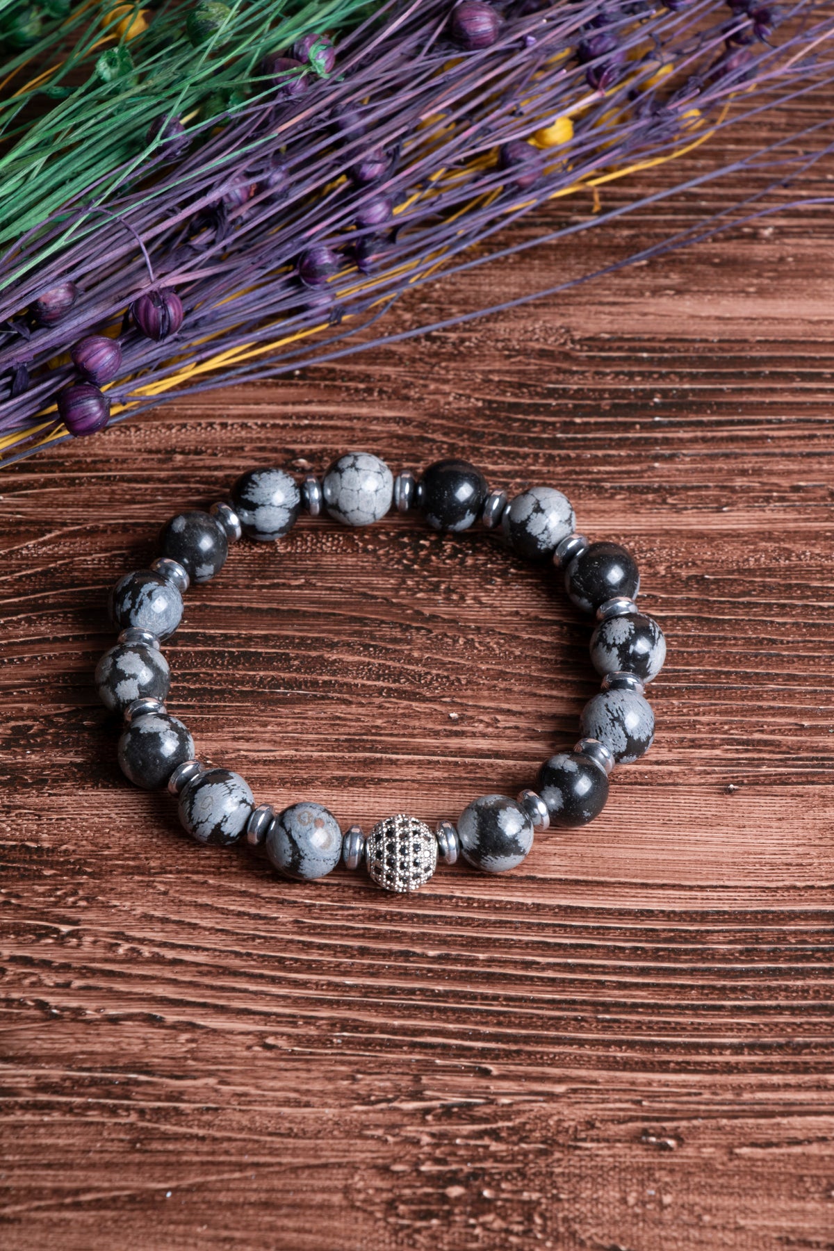 Image of Sertifikalı Obsidyen Doğal Taş Zirkon Aparatlı Bileklik