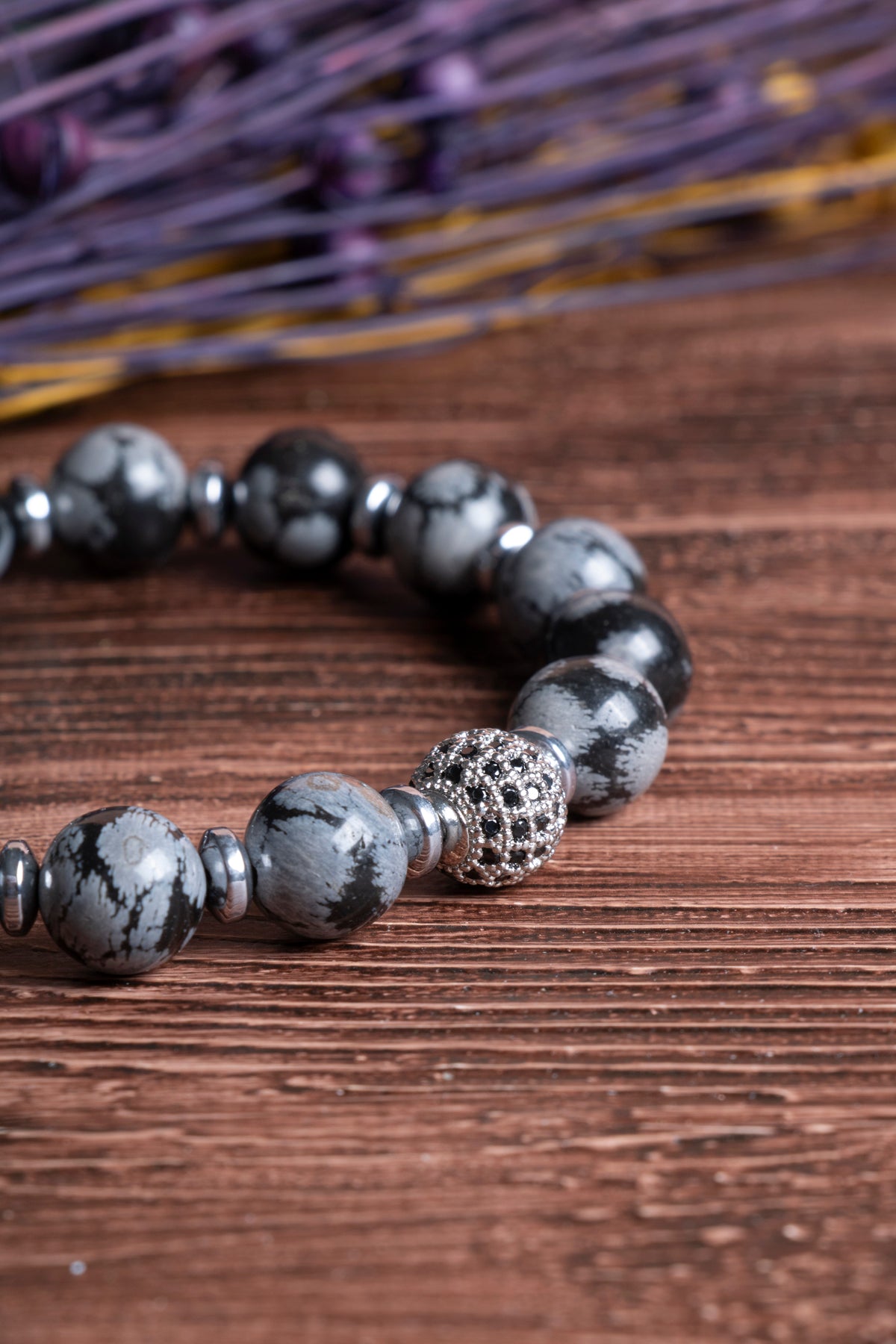 Image of Sertifikalı Obsidyen Doğal Taş Zirkon Aparatlı Bileklik