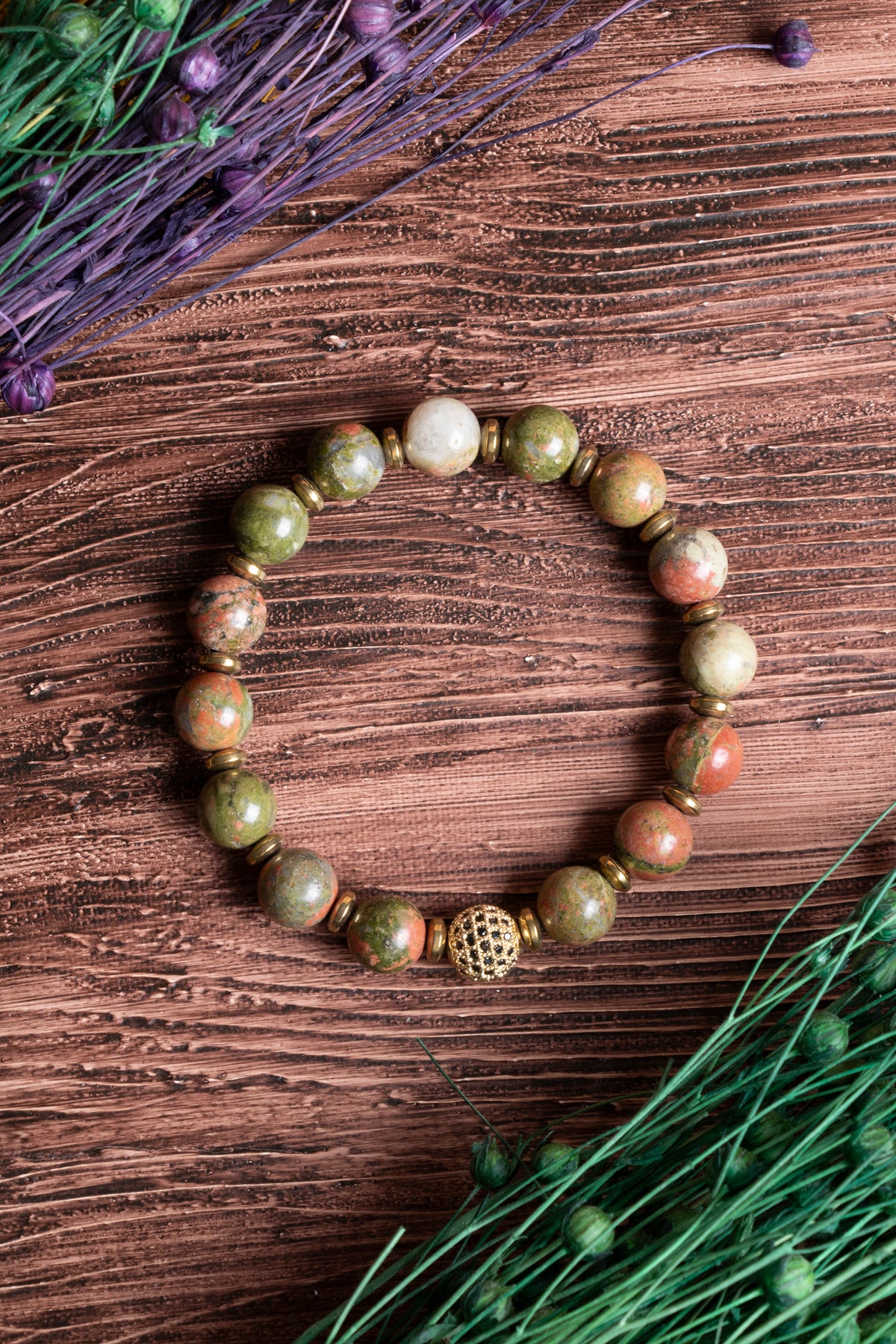 Image of Sertifikalı Unakit Doğal Taş Zirkon Aparatlı Bileklik