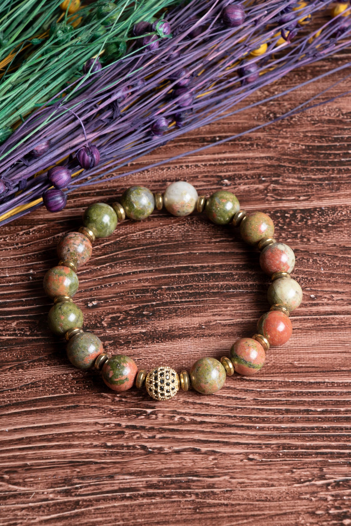 Image of Sertifikalı Unakit Doğal Taş Zirkon Aparatlı Bileklik