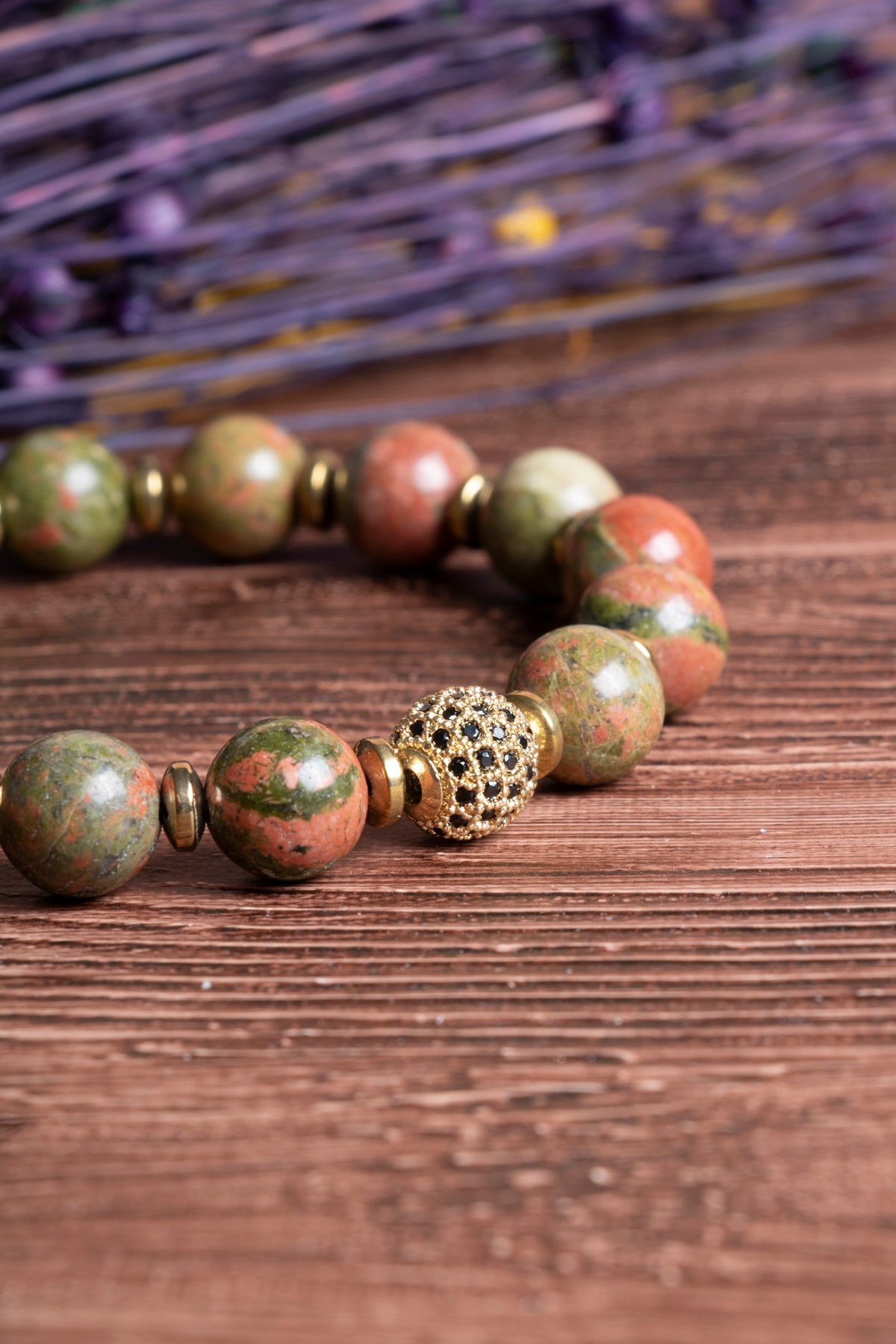 Image of Sertifikalı Unakit Doğal Taş Zirkon Aparatlı Bileklik