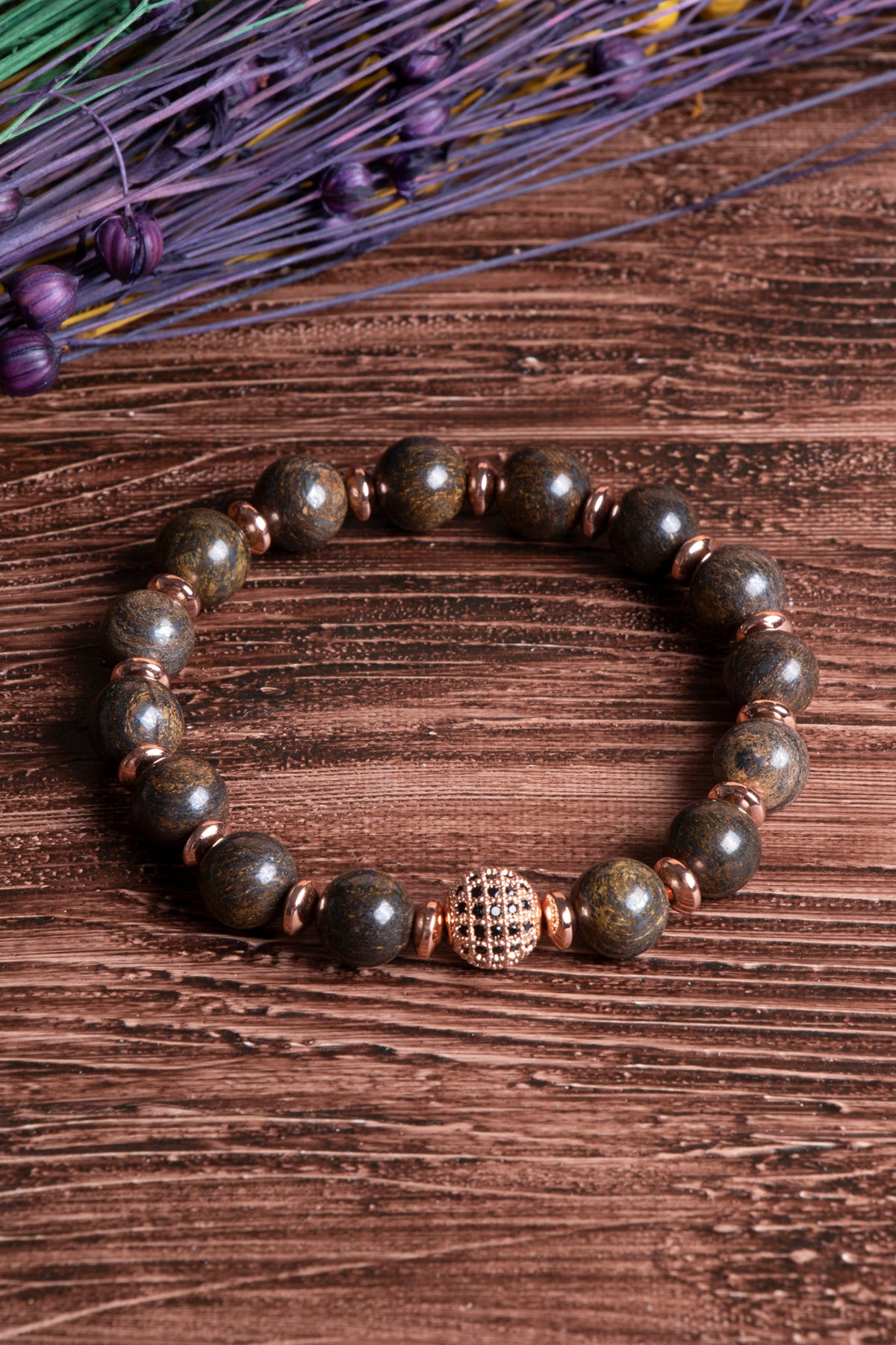 Image of Sertifikalı Bronzit Doğal Taş Zirkon Aparatlı Bileklik