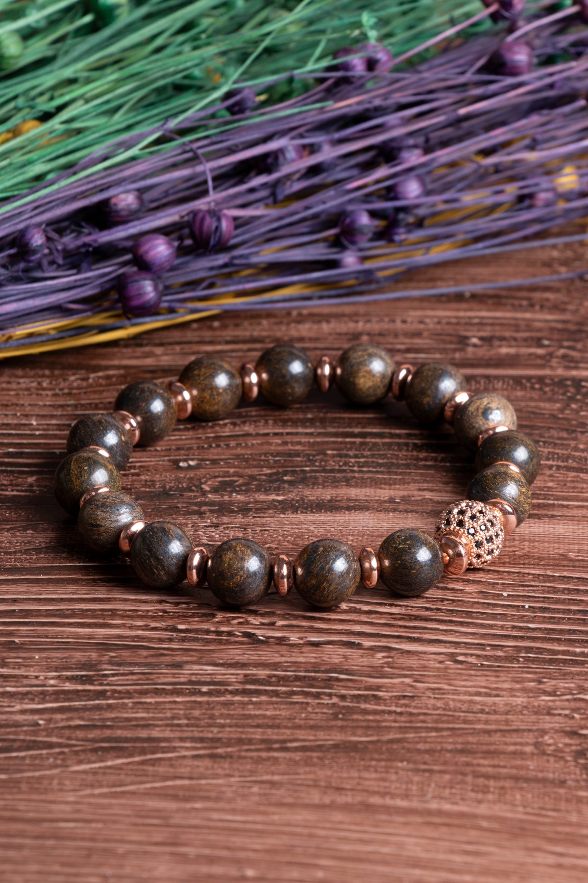 Image of Sertifikalı Bronzit Doğal Taş Zirkon Aparatlı Bileklik