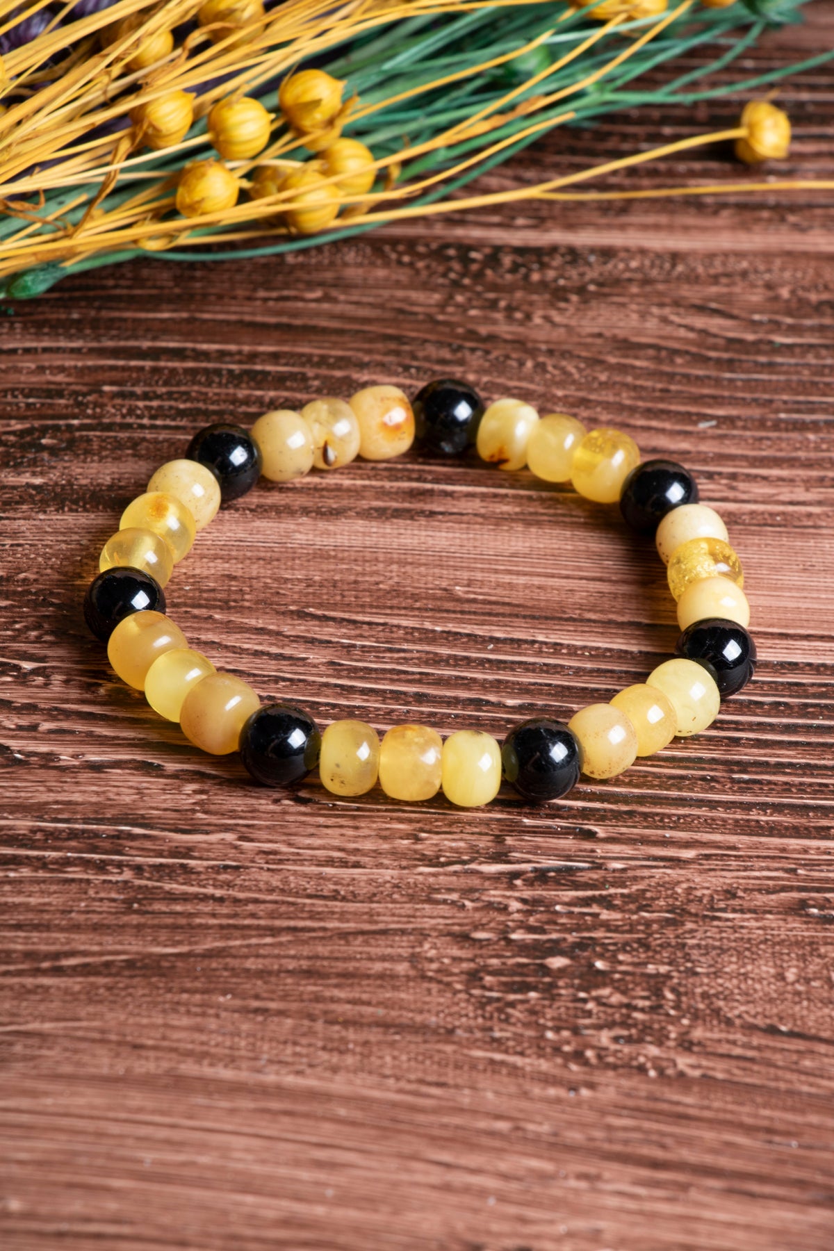 Image of Sertifikalı Kehribar Turmalin Doğal Taş Bileklik