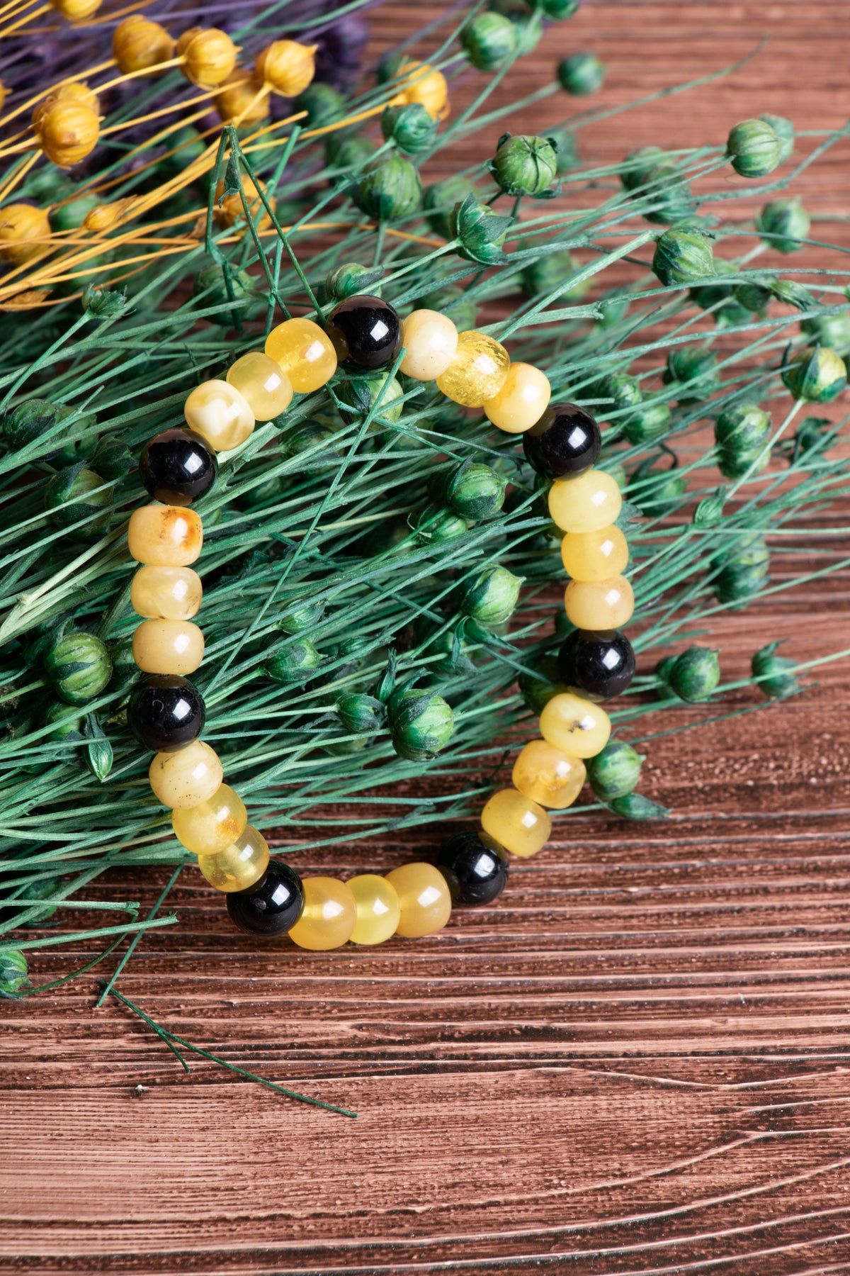 Image of Sertifikalı Kehribar Turmalin Doğal Taş Bileklik