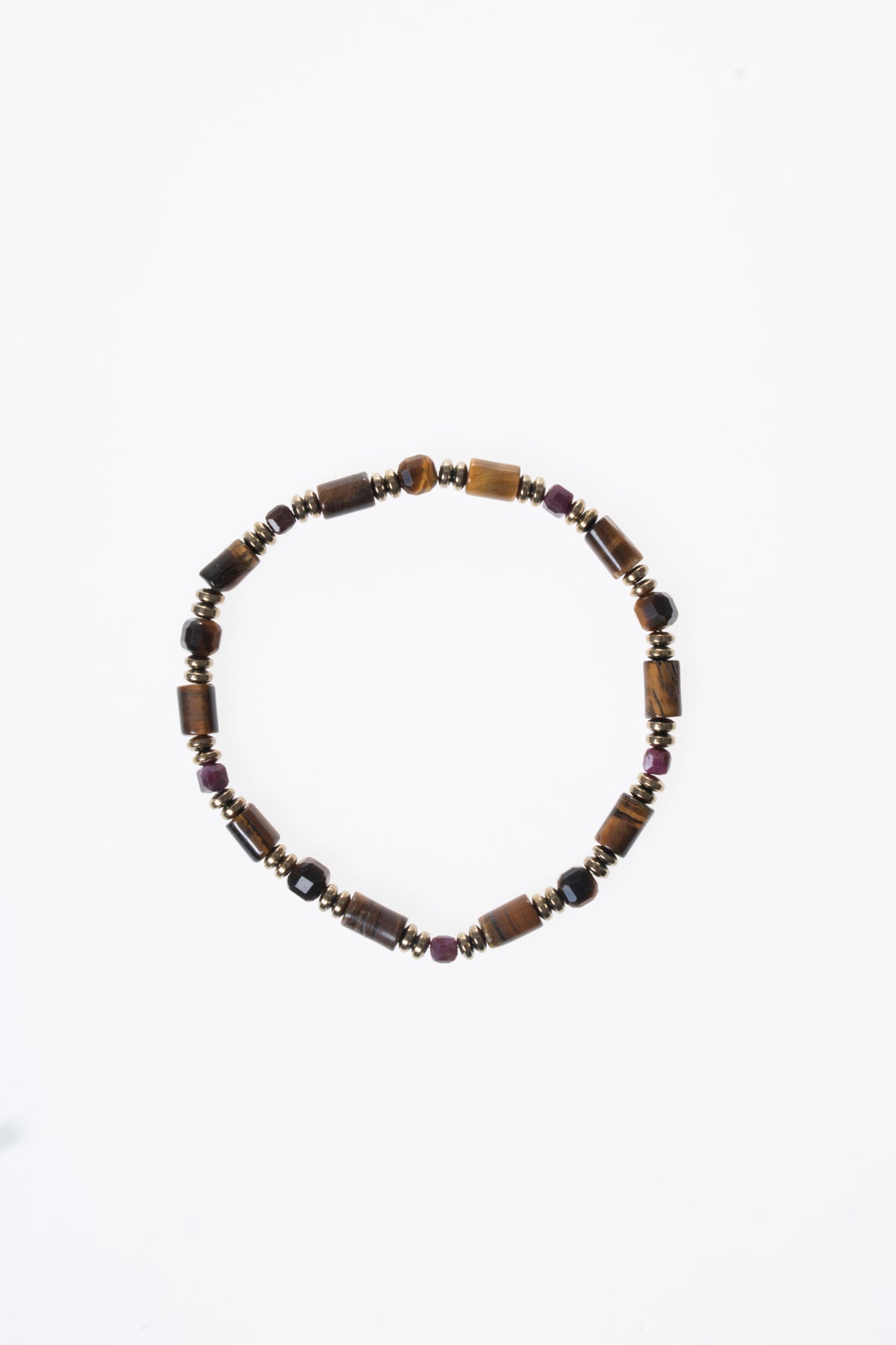 Image of Sertifikalı Kaplan Gözü - Yakut - Hematit Doğal Taş Kızıl Kalkan Bileklik