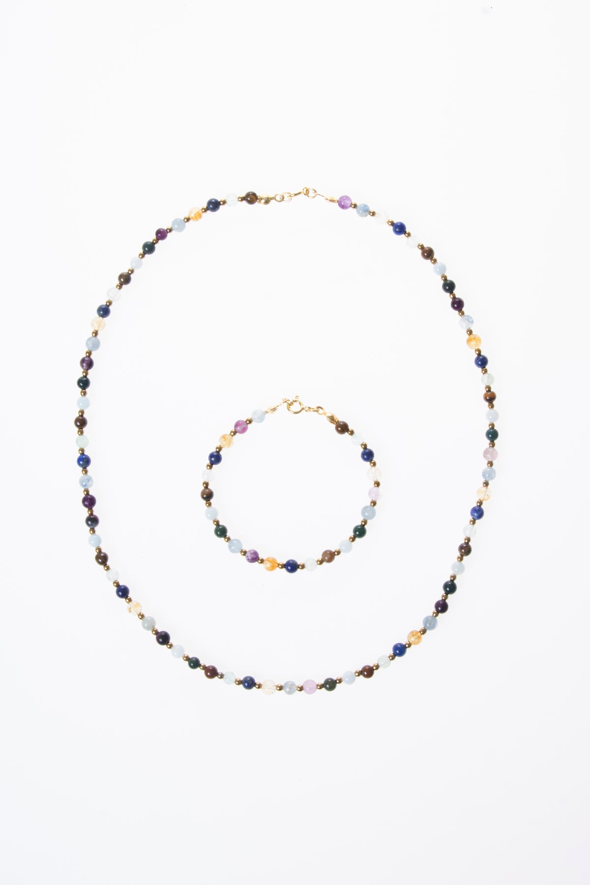 Image of Sertifikalı Doğal Taş Balık Burcu Kolye - Bileklik Seti