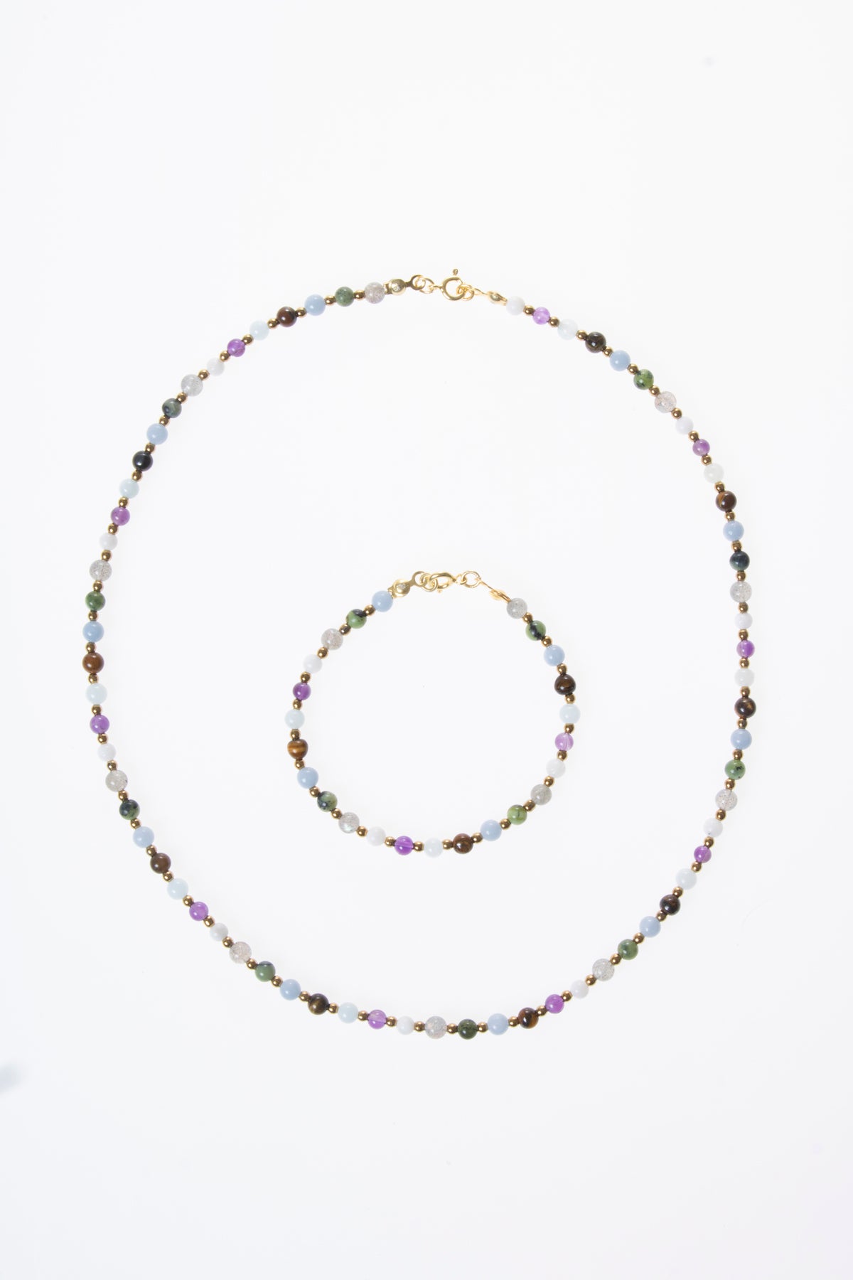 Image of Sertifikalı Doğal Taş Kova Burcu Kolye - Bileklik Seti