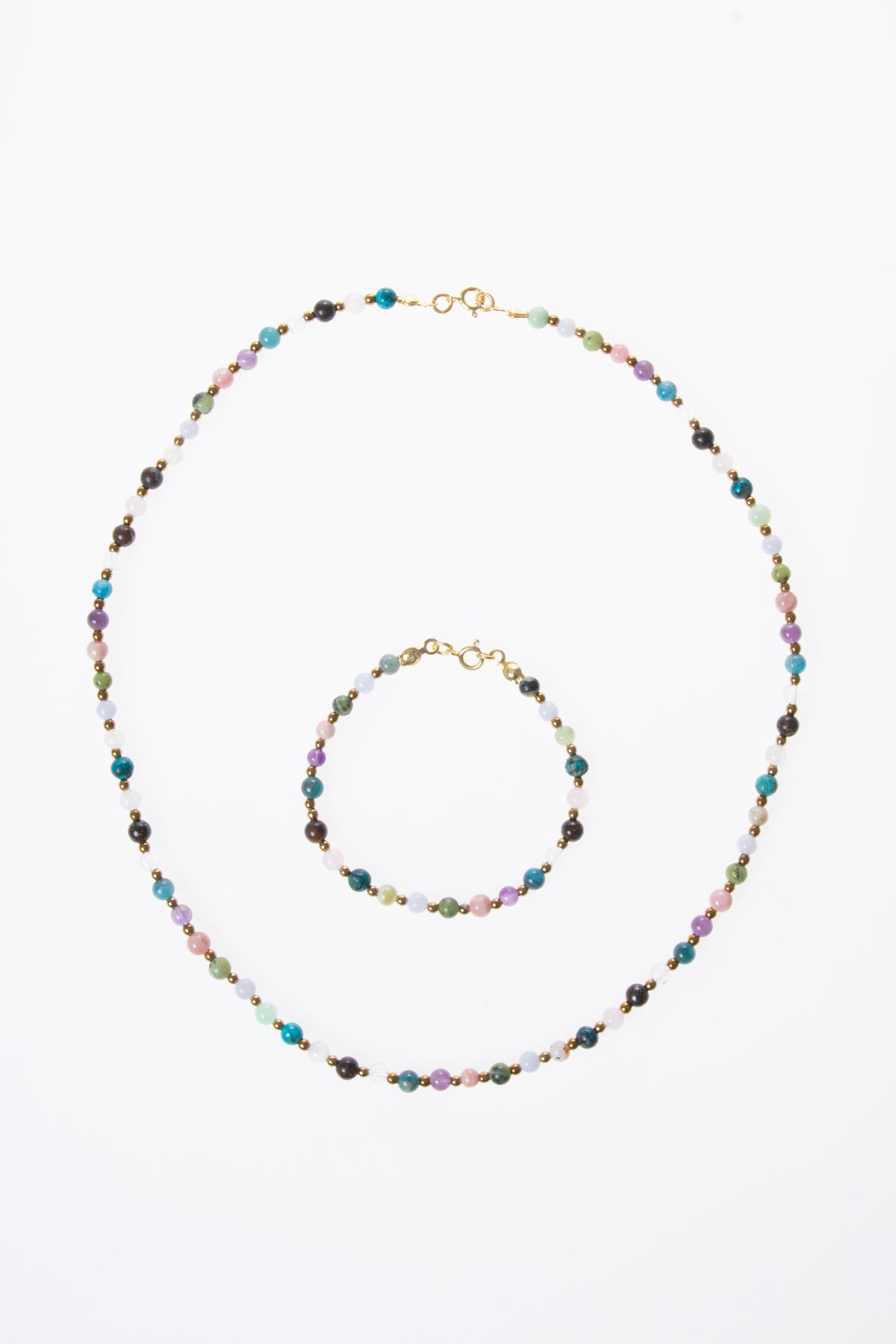 Image of Sertifikalı Doğal Taş Boğa Burcu Kolye - Bileklik Seti