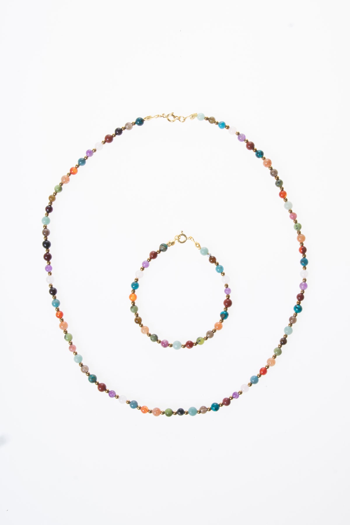 Image of Sertifikalı Doğal Taş Başak Burcu Kolye - Bileklik Seti