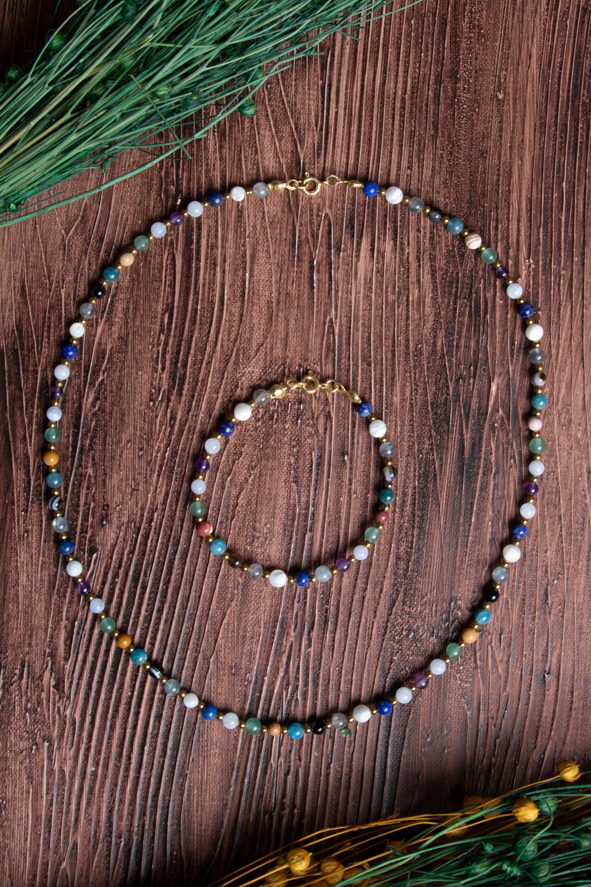 Image of Sertifikalı Doğal Taş Yay Burcu Kolye - Bileklik Seti