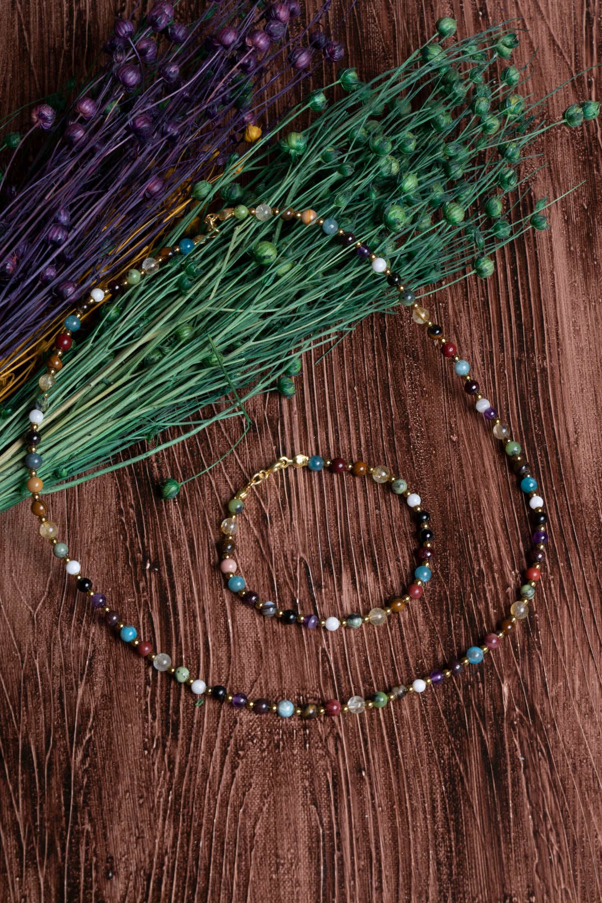 Image of Sertifikalı Doğal Taş Akrep Burcu Kolye - Bileklik Seti