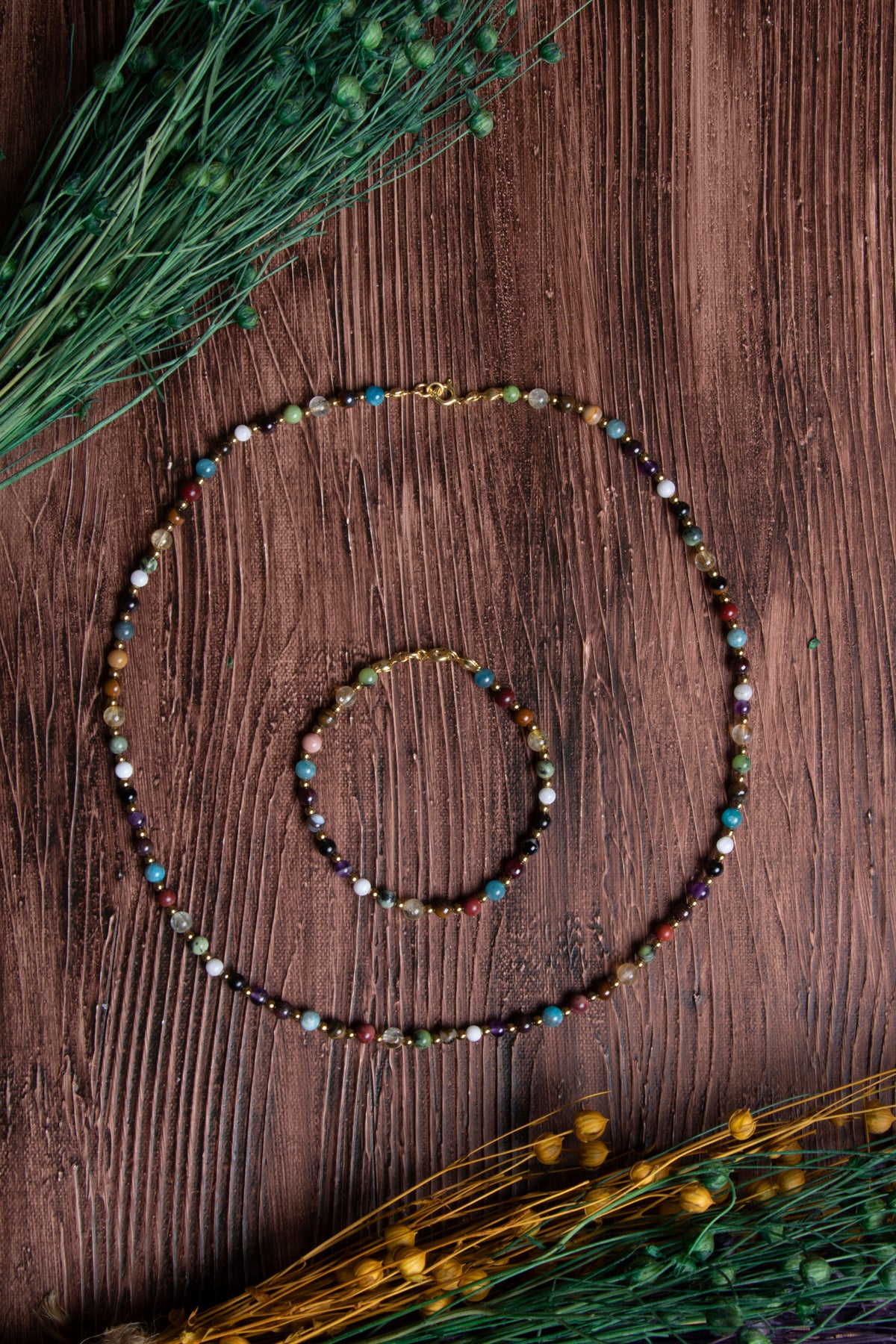 Image of Sertifikalı Doğal Taş Akrep Burcu Kolye - Bileklik Seti