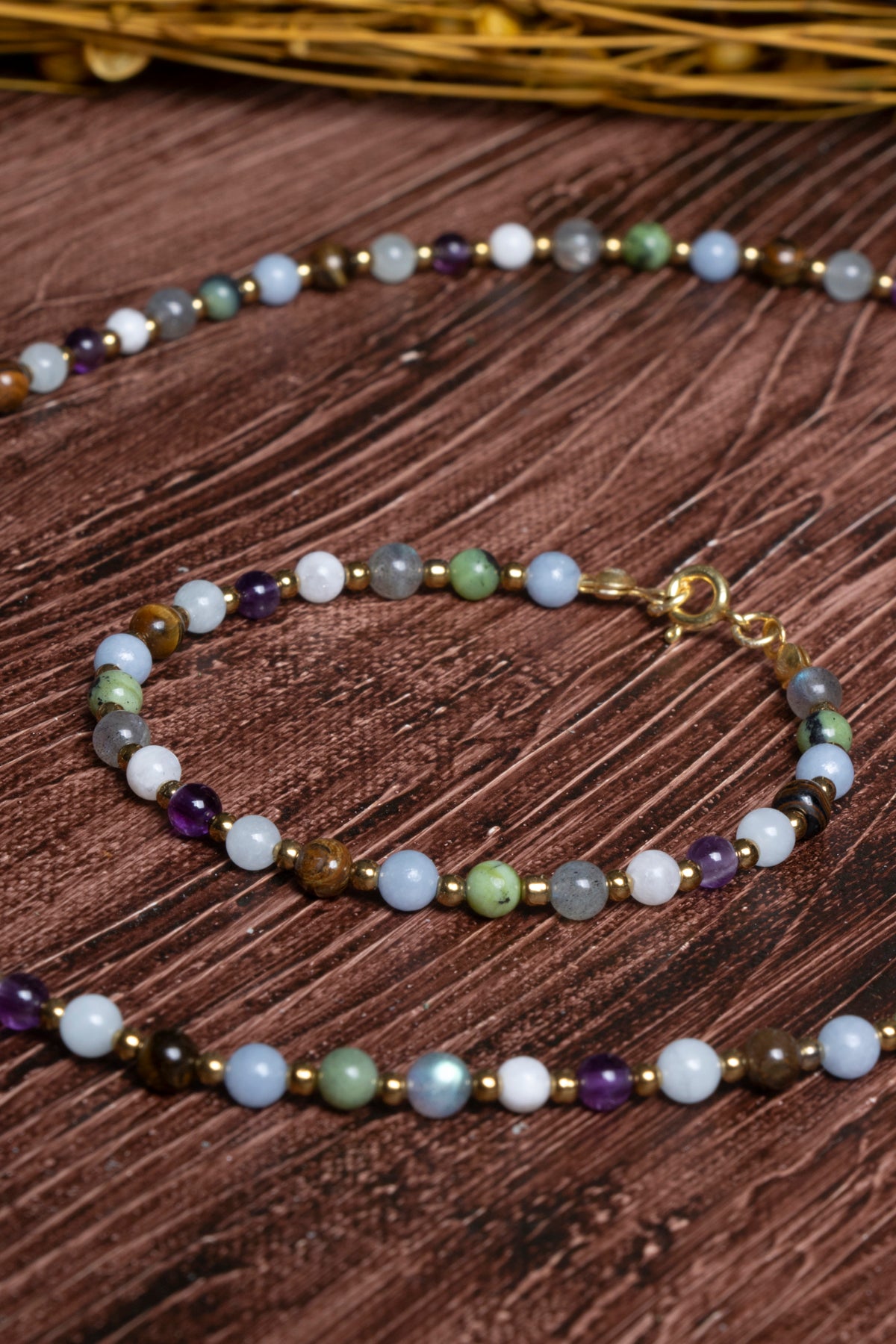 Image of Sertifikalı Doğal Taş Kova Burcu Kolye - Bileklik Seti