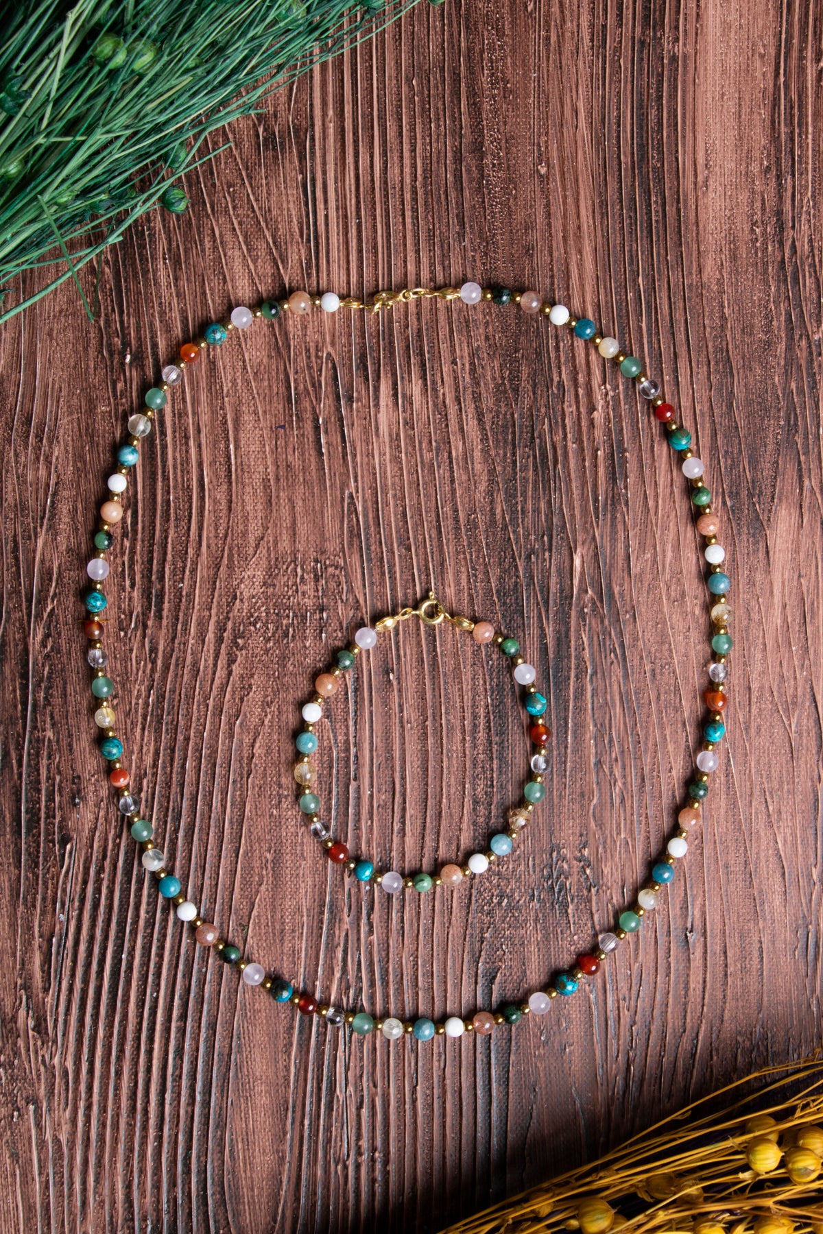 Image of Sertifikalı Doğal Taş İkizler Burcu Kolye - Bileklik Seti