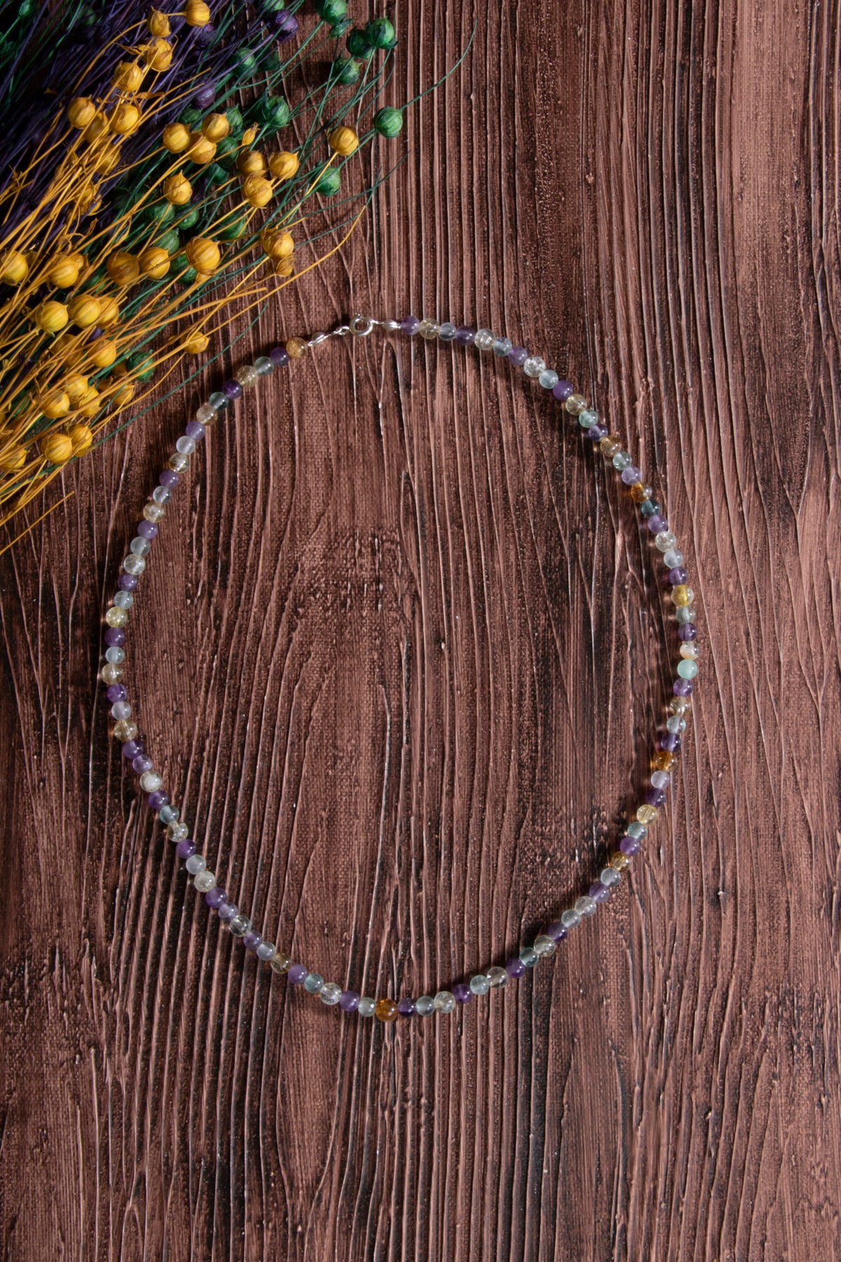 Image of Sertifikalı Sitrin Akuamarin Ametist Doğal Taş Kolye