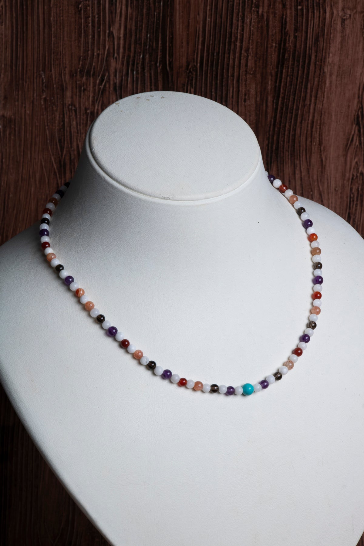 Image of Sertifikalı Ametist Ay taşı Dumanlı Kuvars Turkuaz Akik Doğal Taş Kolye