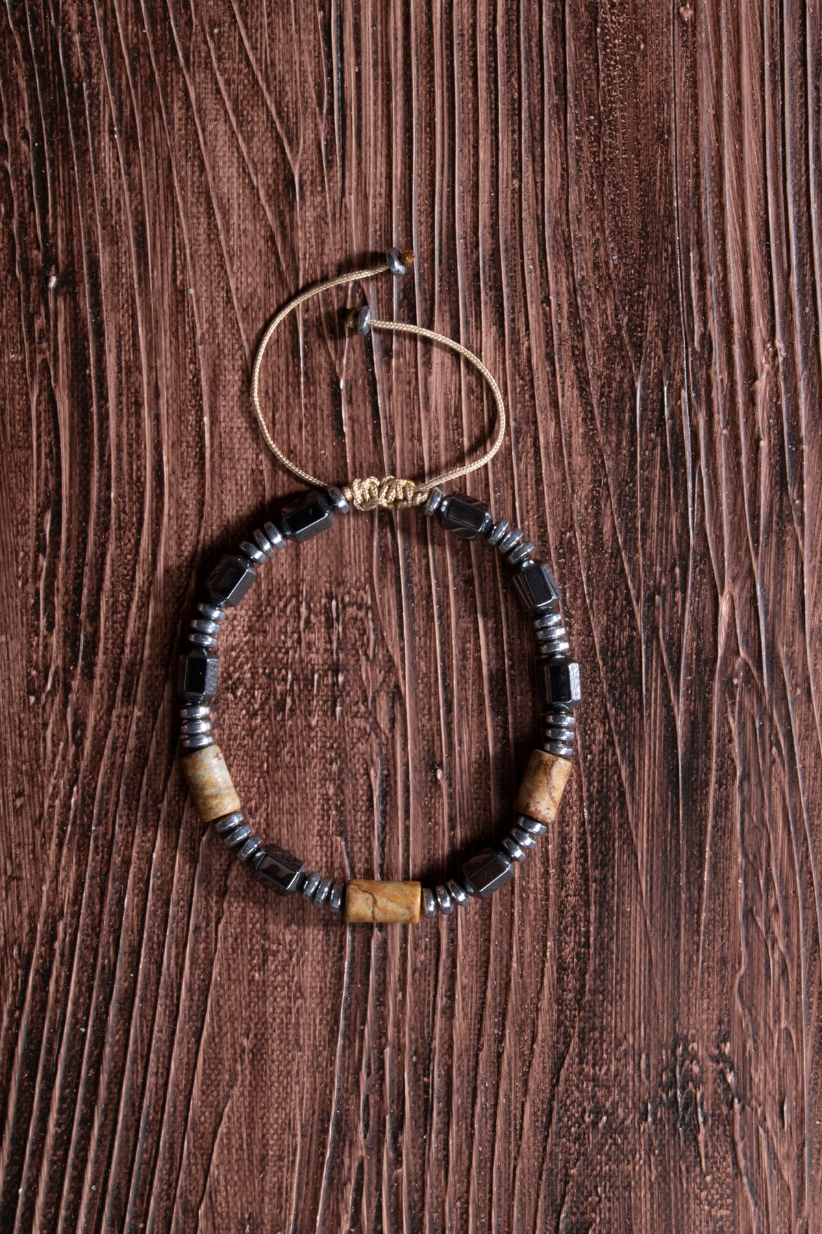 Image of Sertifikalı Kahve Jasper Hematit Doğal Taş Makrome Bileklik