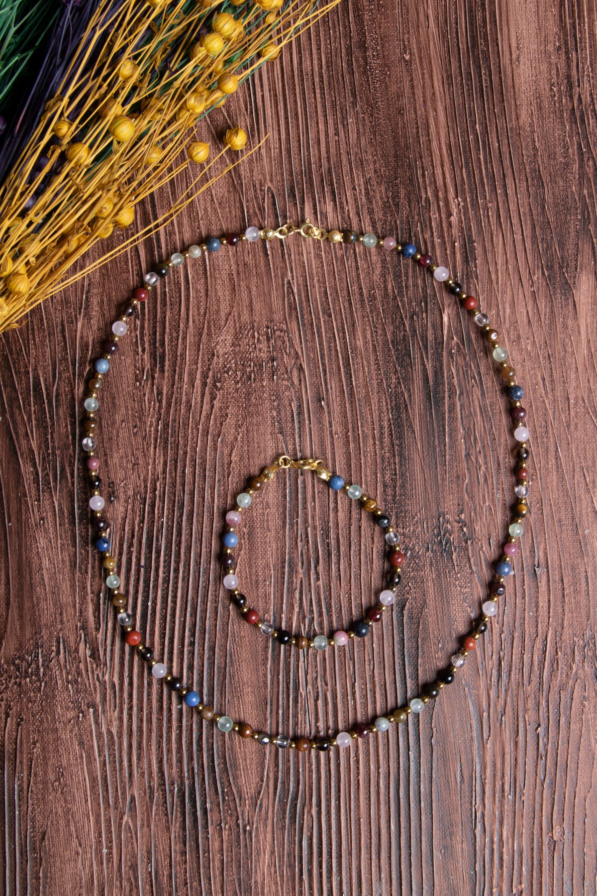 Image of Sertifikalı Doğal Taş Oğlak Burcu Kolye - Bileklik Seti