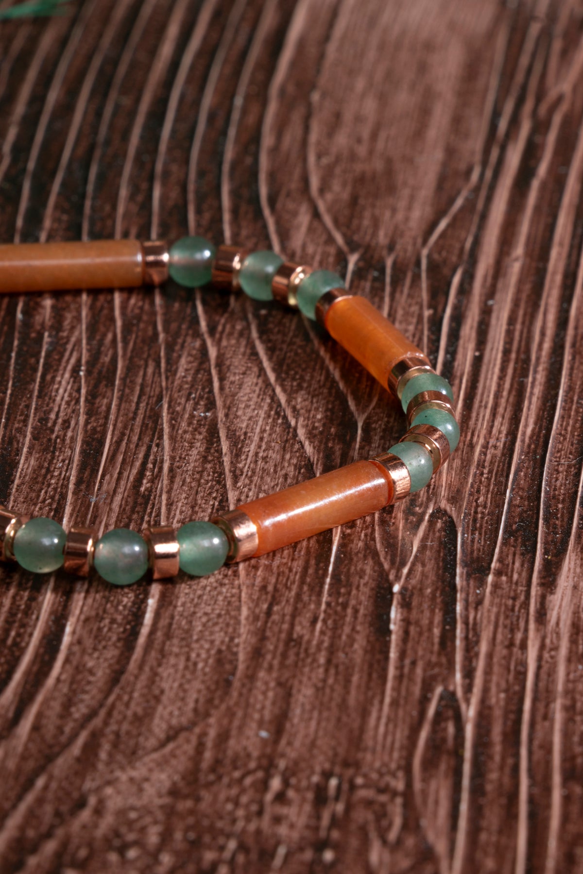 Image of Sertifikalı Yeşil Aventurin Turuncu Aventurin Hematit Doğal Taş Makrome Bileklik